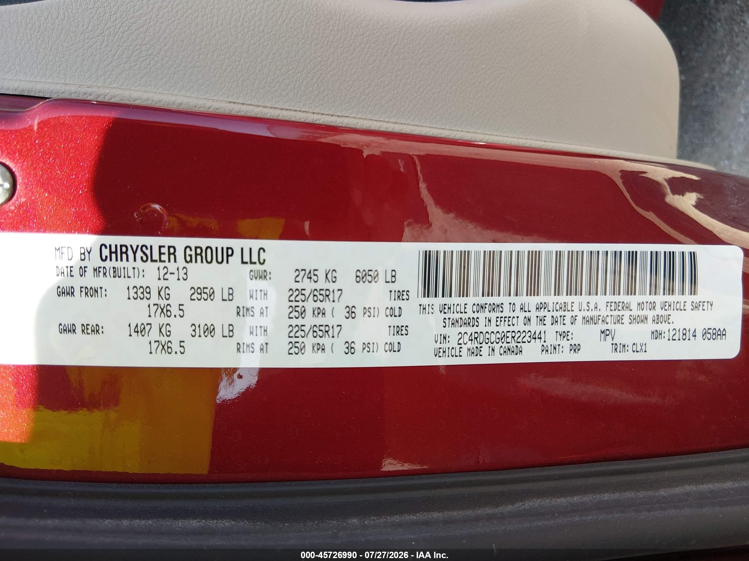 2014 Dodge Grand Caravan Sxt 30th Anniversary Red vin: 2C4RDGCG0ER223441