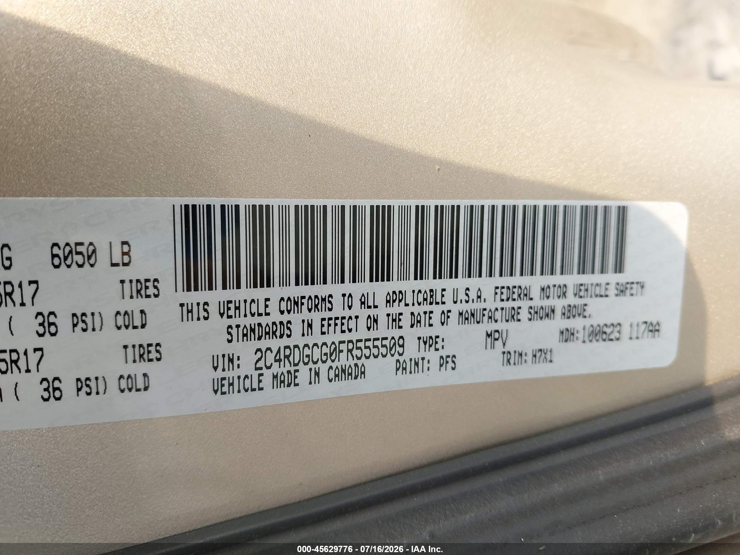 2015 Dodge Grand Caravan Sxt Beige vin: 2C4RDGCG0FR555509