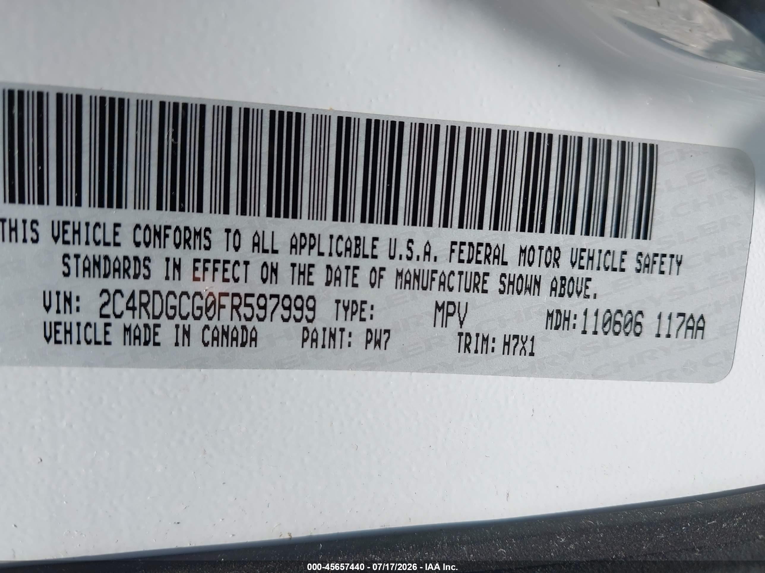 2015 Dodge Grand Caravan Sxt White vin: 2C4RDGCG0FR597999