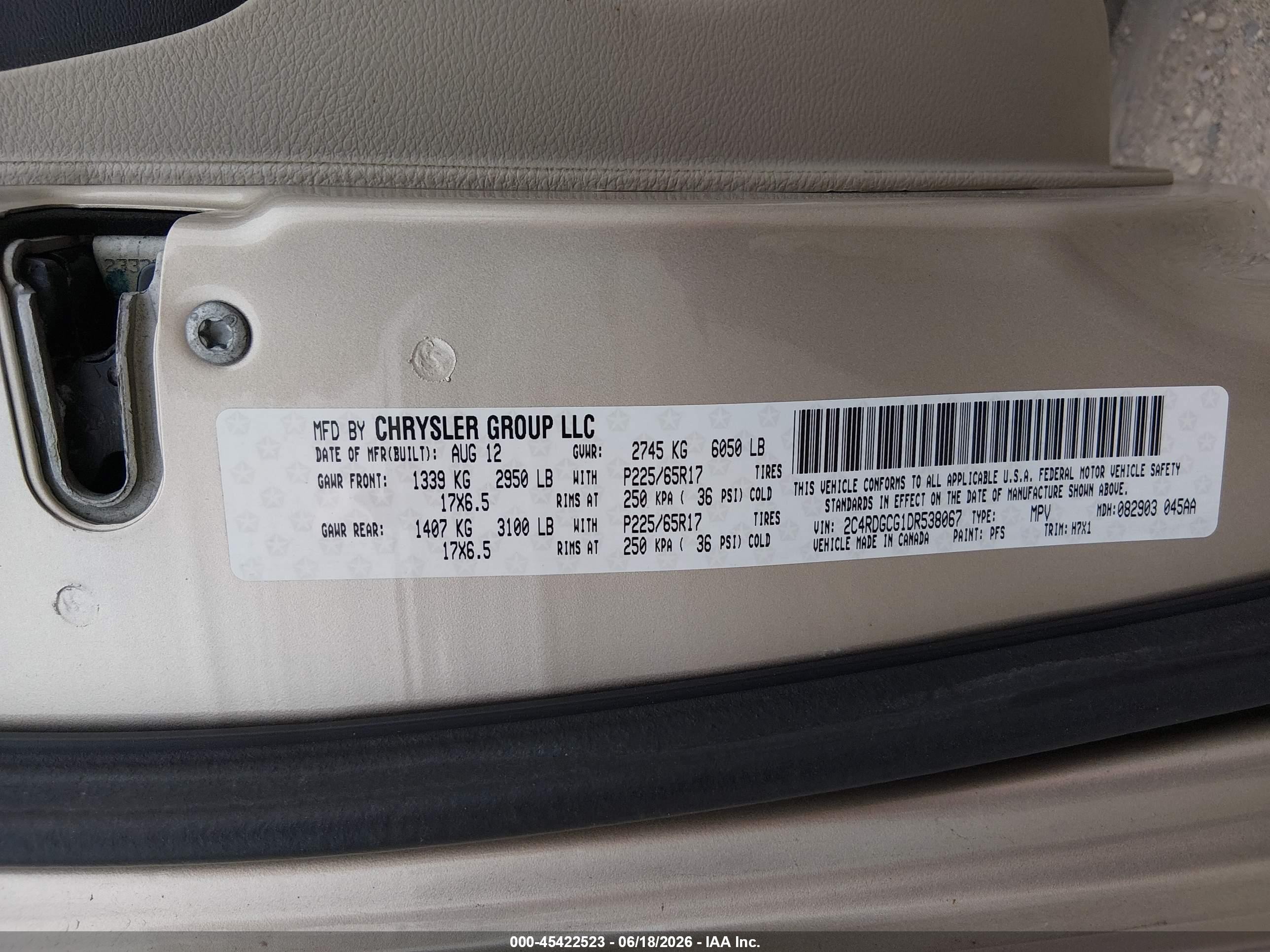 2013 Dodge Grand Caravan Sxt Beige vin: 2C4RDGCG1DR538067