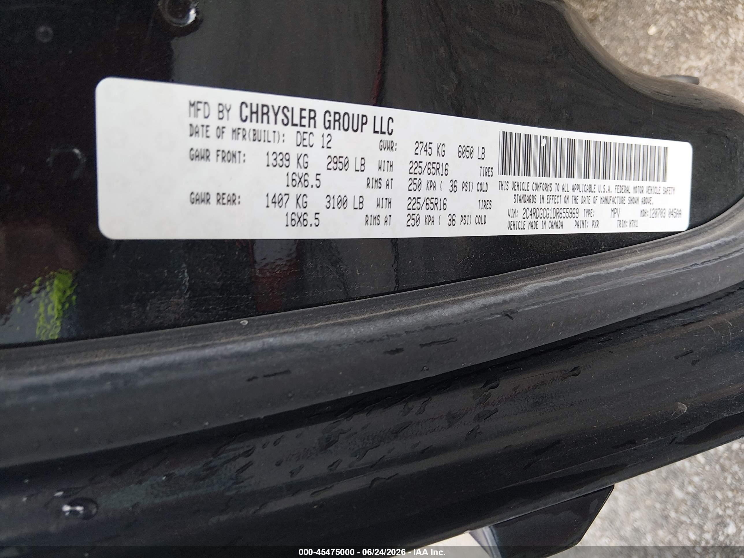 2013 Dodge Grand Caravan Sxt Black vin: 2C4RDGCG1DR655969