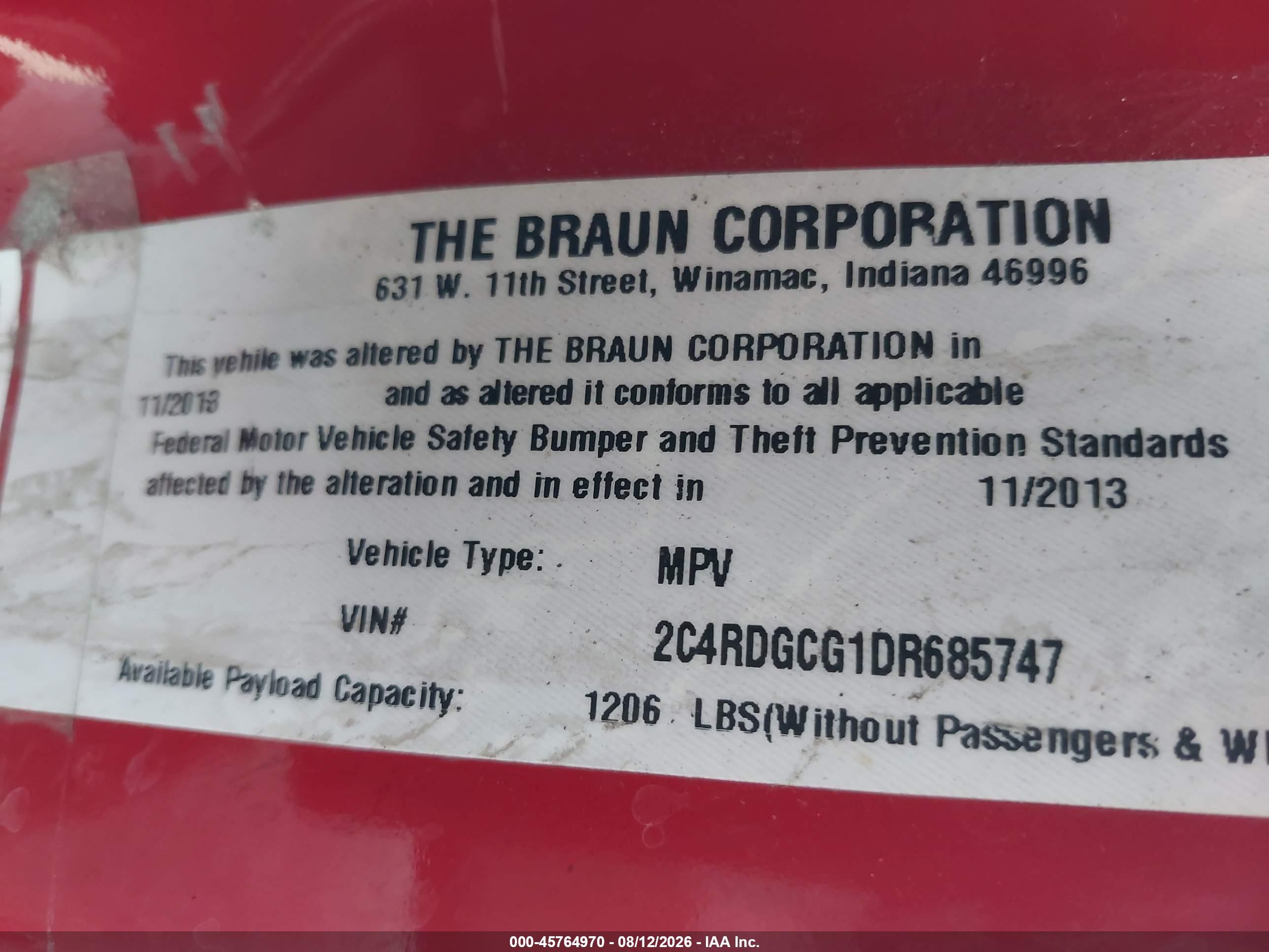 2013 Dodge Grand Caravan Sxt Red vin: 2C4RDGCG1DR685747