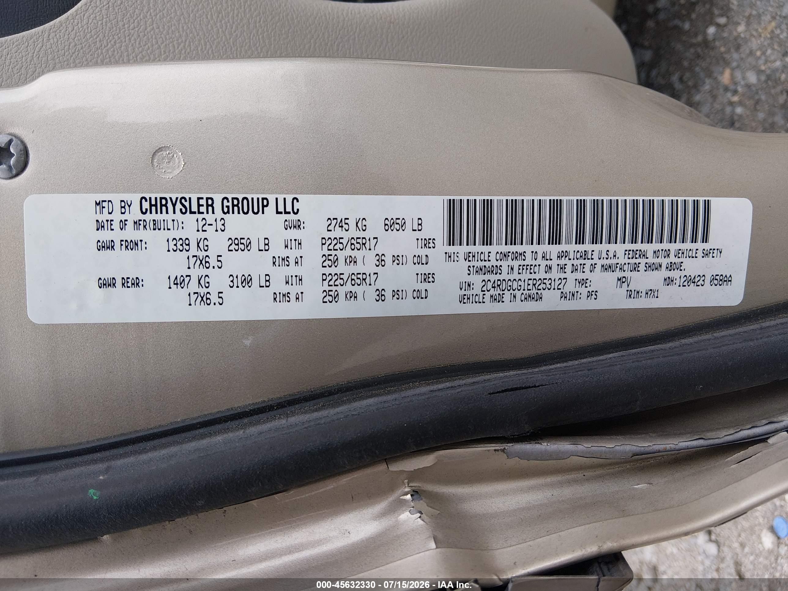 2014 Dodge Grand Caravan Sxt Champagne vin: 2C4RDGCG1ER253127