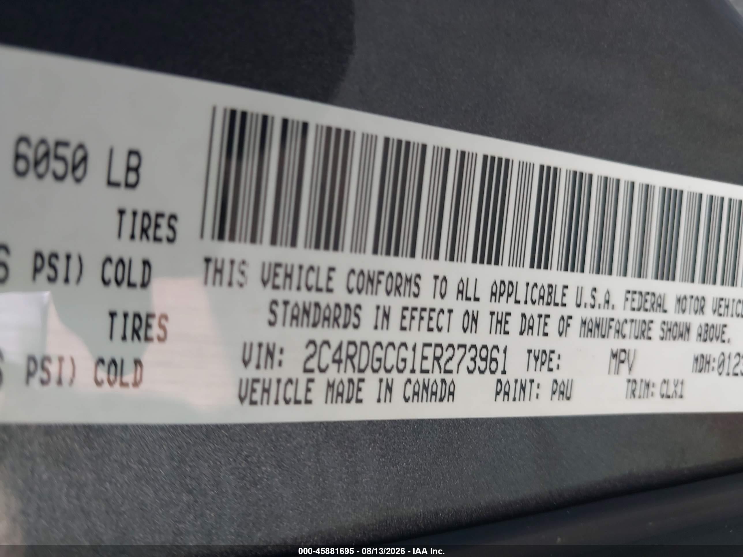 2014 Dodge Grand Caravan Sxt Gray vin: 2C4RDGCG1ER273961