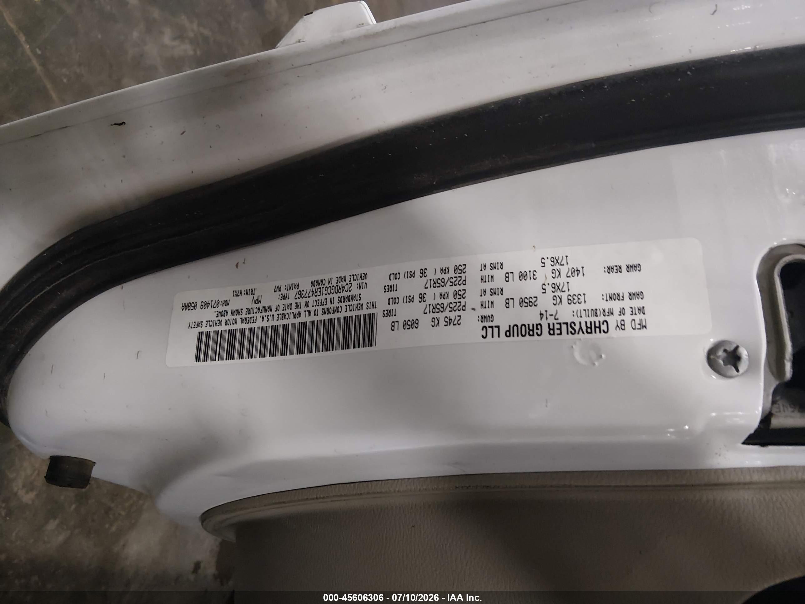 2014 Dodge Grand Caravan Sxt White vin: 2C4RDGCG1ER477367