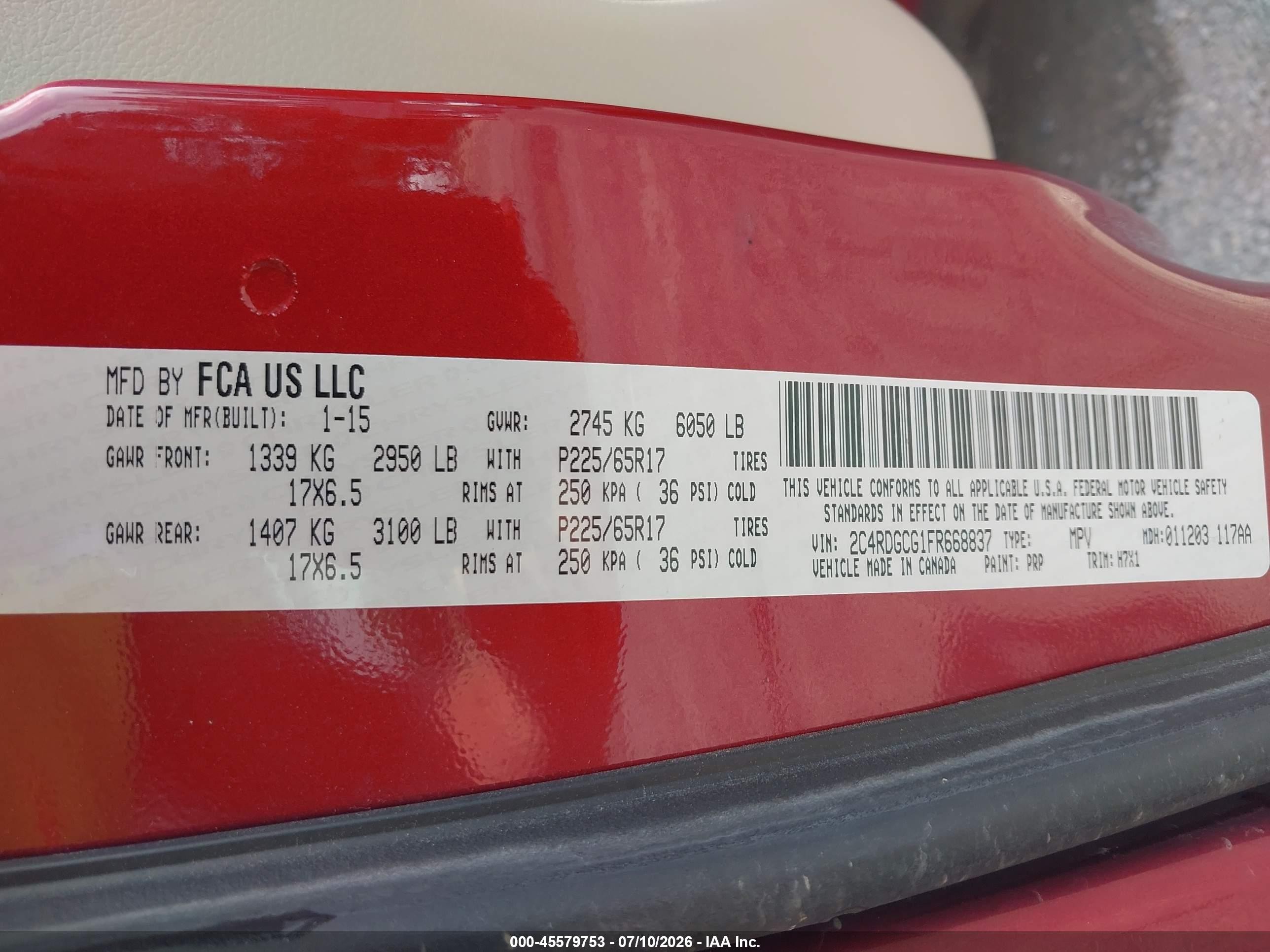 2015 Dodge Grand Caravan Sxt Maroon vin: 2C4RDGCG1FR668837