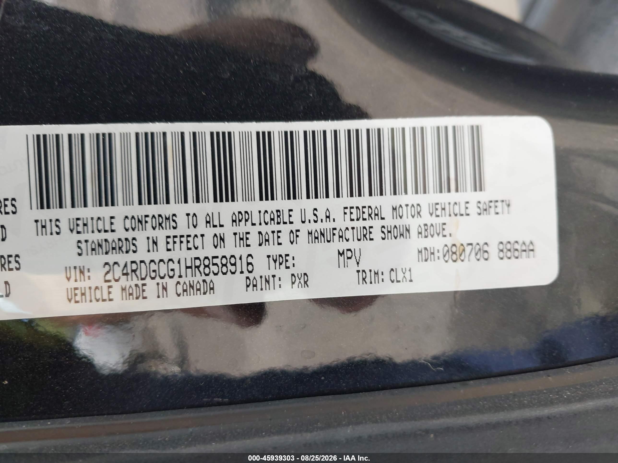2017 Dodge Grand Caravan Sxt Black vin: 2C4RDGCG1HR858916