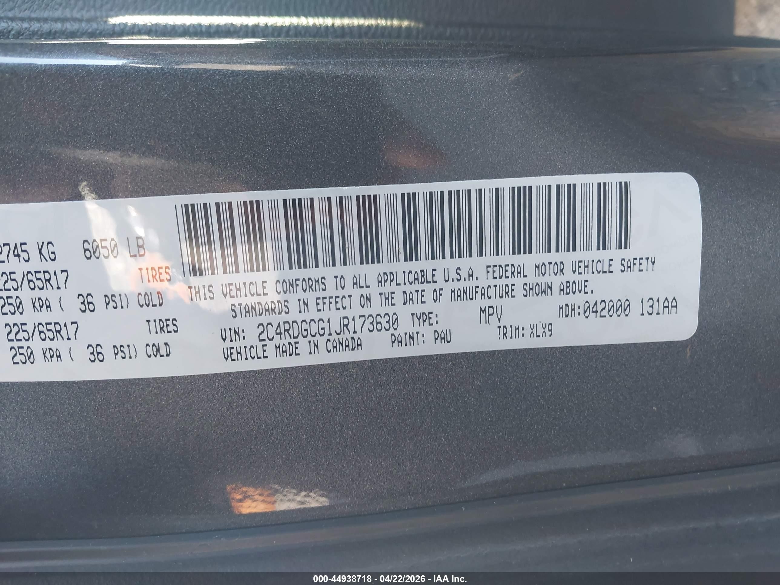 2018 Dodge Grand Caravan Sxt Gray vin: 2C4RDGCG1JR173630