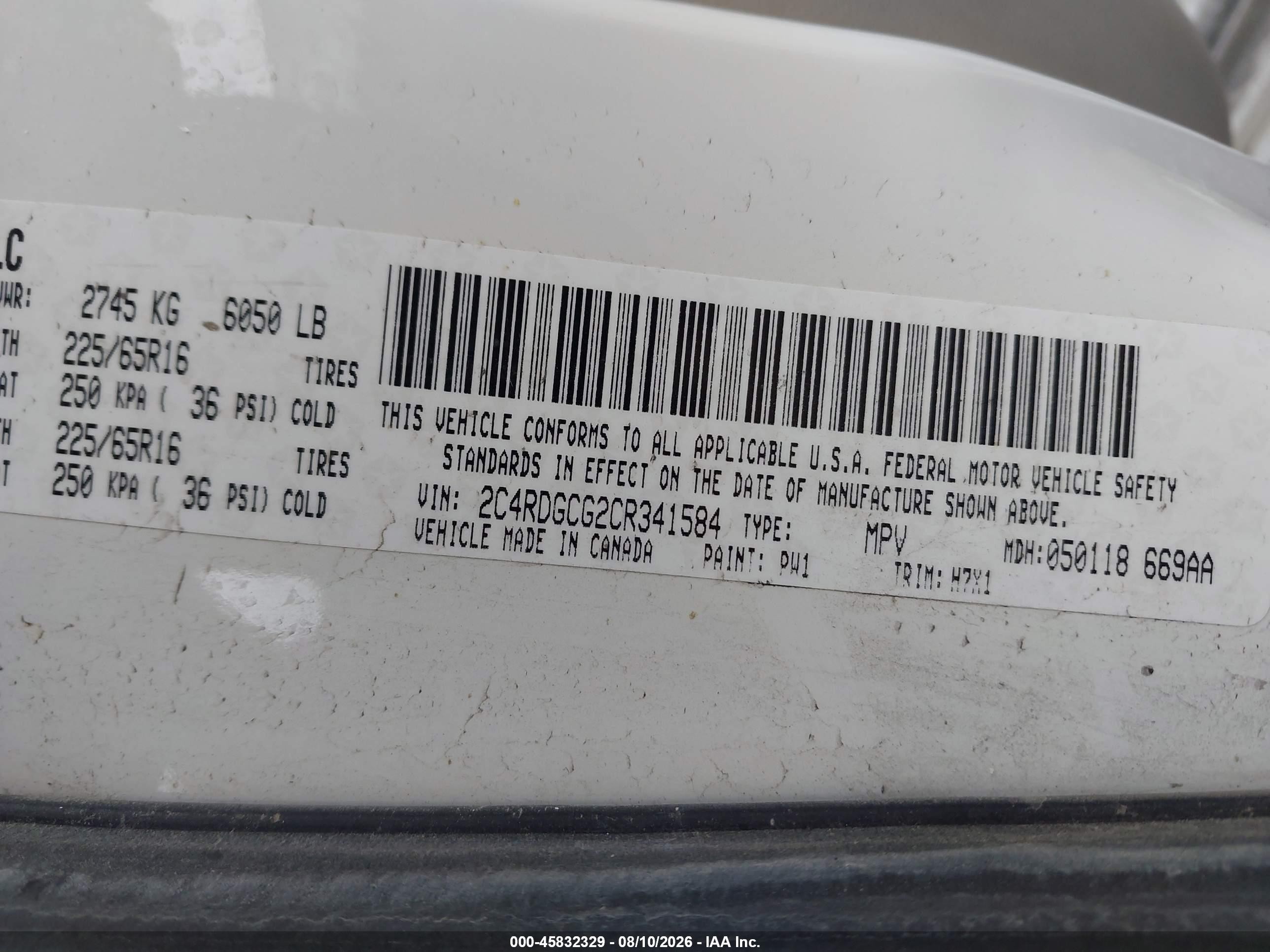 2012 Dodge Grand Caravan Sxt White vin: 2C4RDGCG2CR341584