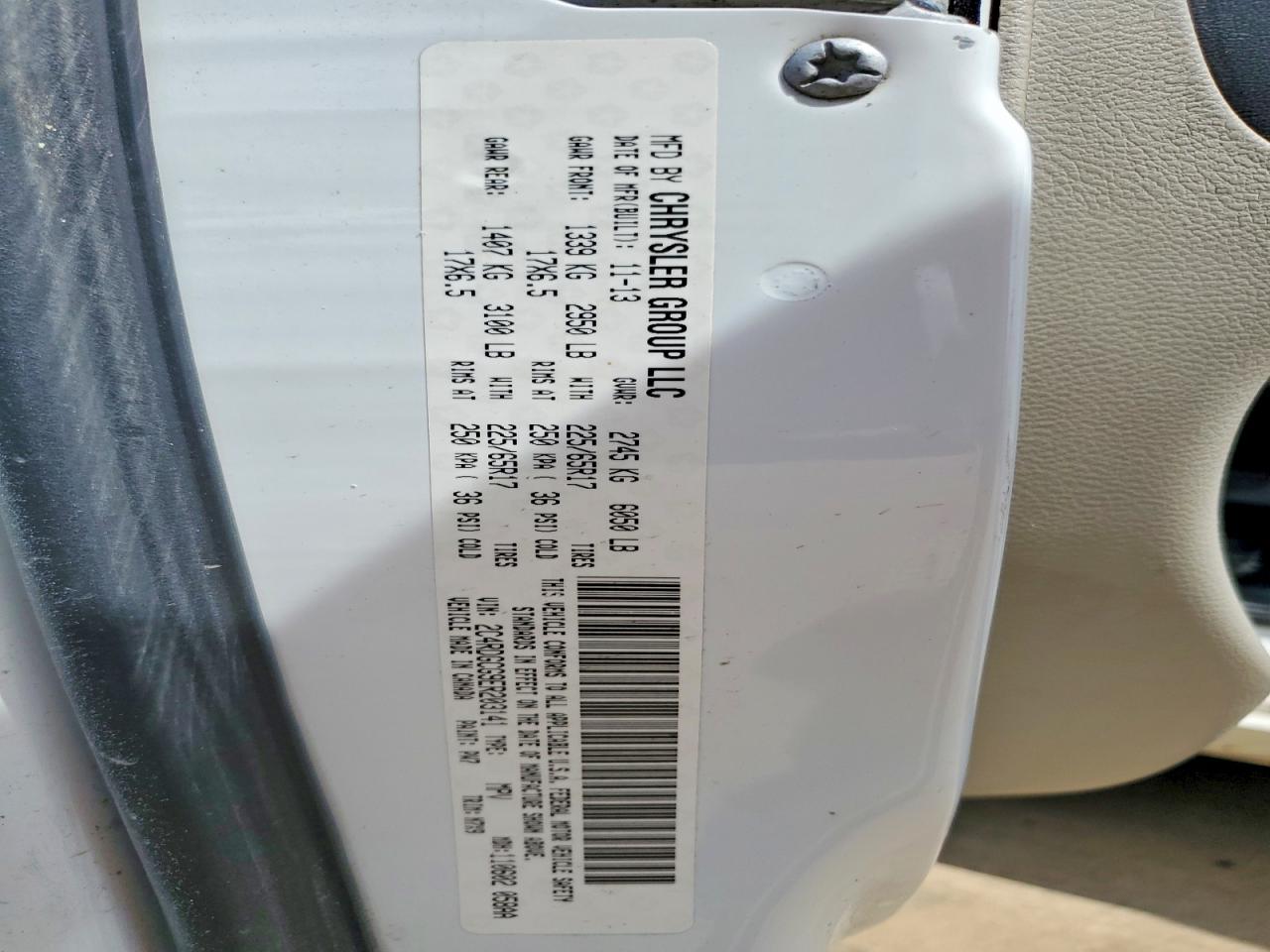 2013 Dodge Grand Caravan Sxt White vin: 2C4RDGCG2DR575158