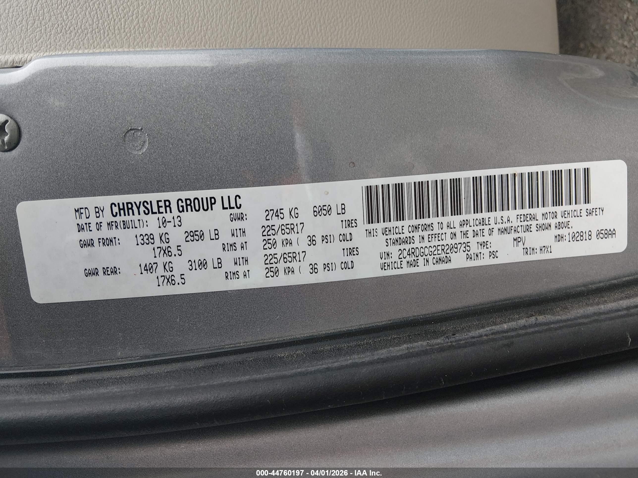 2014 Dodge Grand Caravan Sxt Gray vin: 2C4RDGCG2ER209735