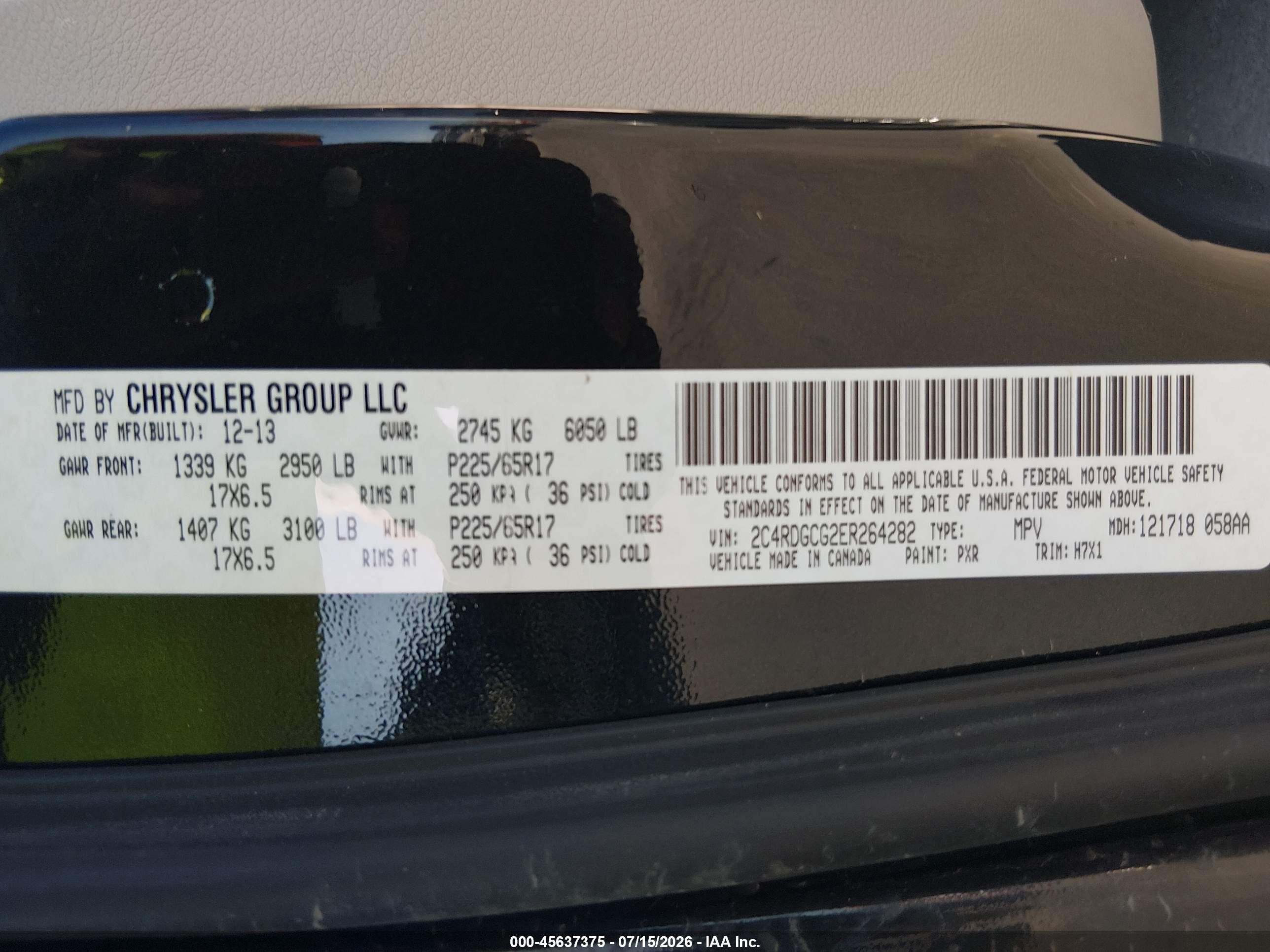 2014 Dodge Grand Caravan Sxt Black vin: 2C4RDGCG2ER264282