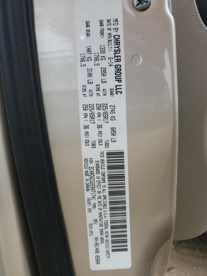 2014 Dodge Grand Caravan Sxt Beige vin: 2C4RDGCG2ER471741