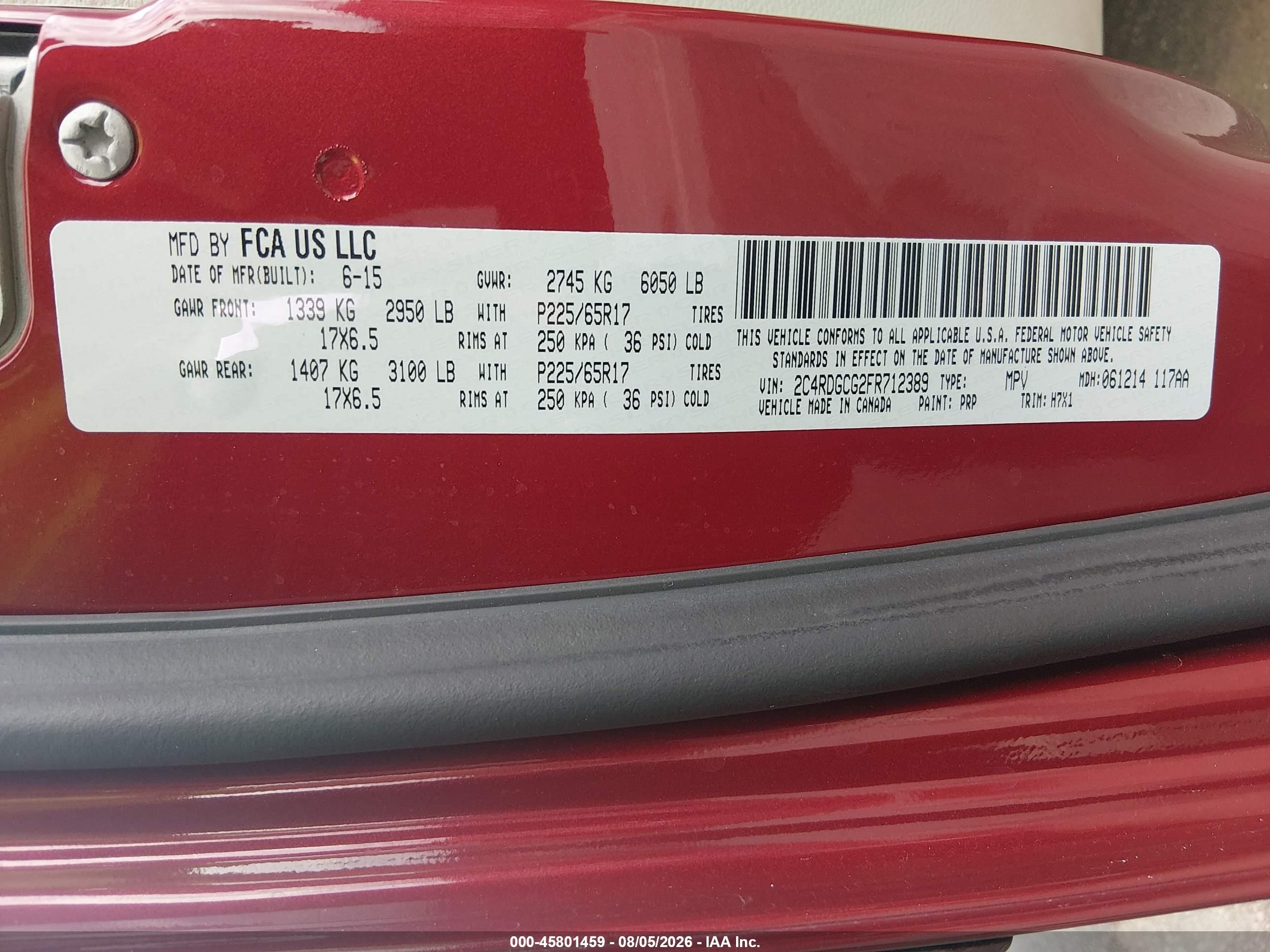 2015 Dodge Grand Caravan Sxt Red vin: 2C4RDGCG2FR712389