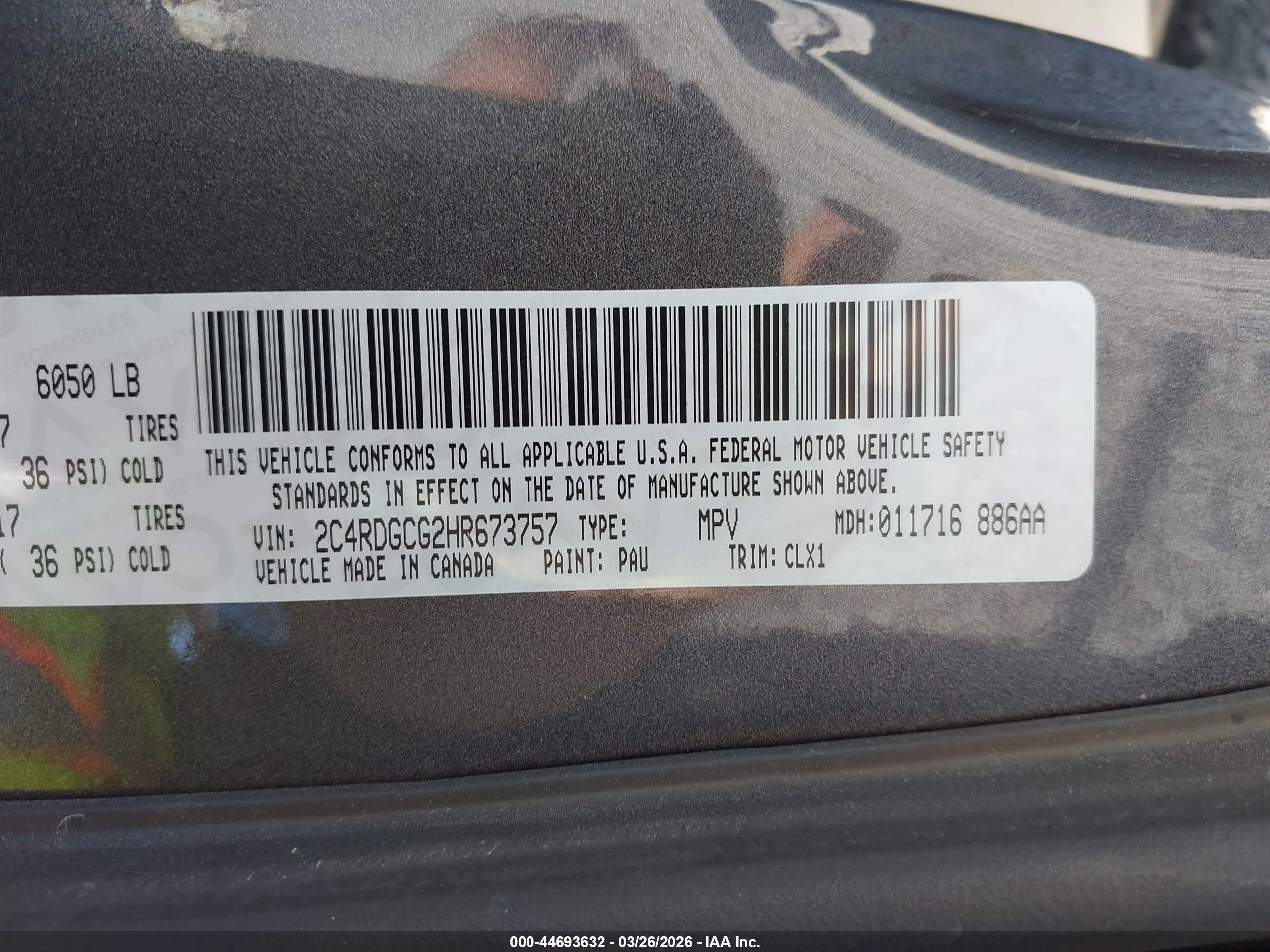 2017 Dodge Grand Caravan Sxt Gray vin: 2C4RDGCG2HR673757