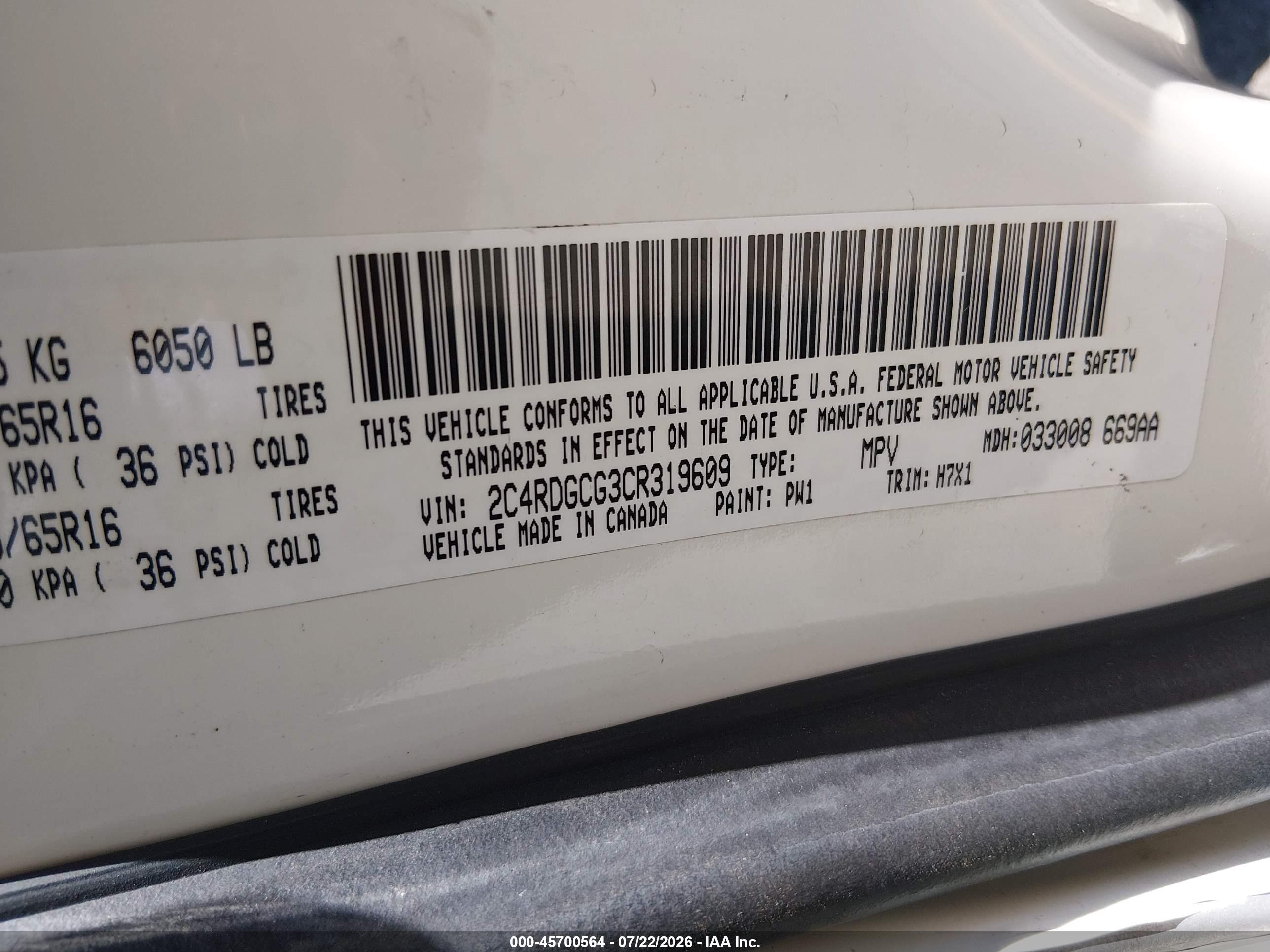 2012 Dodge Grand Caravan Sxt White vin: 2C4RDGCG3CR319609
