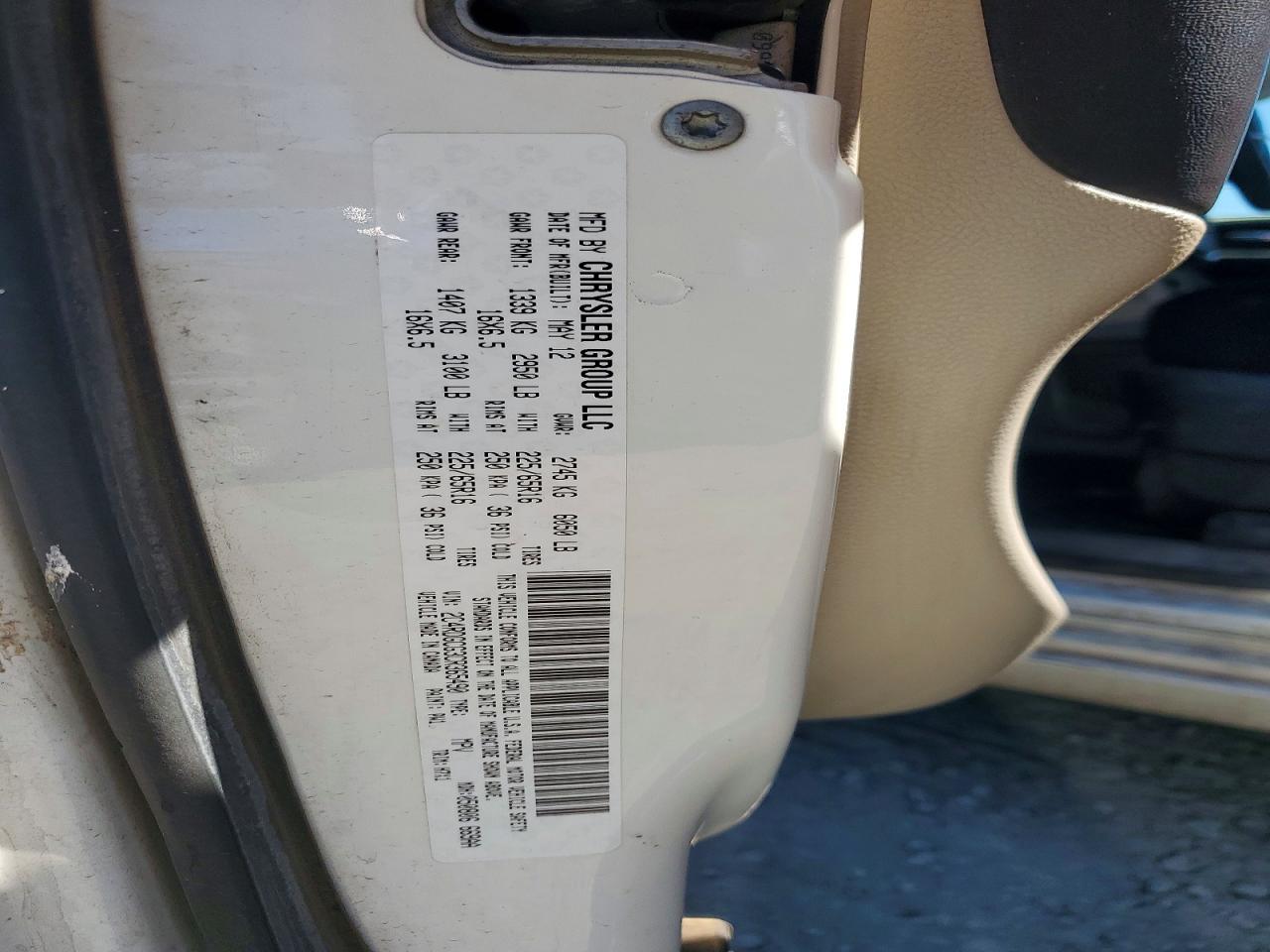 2012 Dodge Grand Caravan Sxt White vin: 2C4RDGCG3CR365490