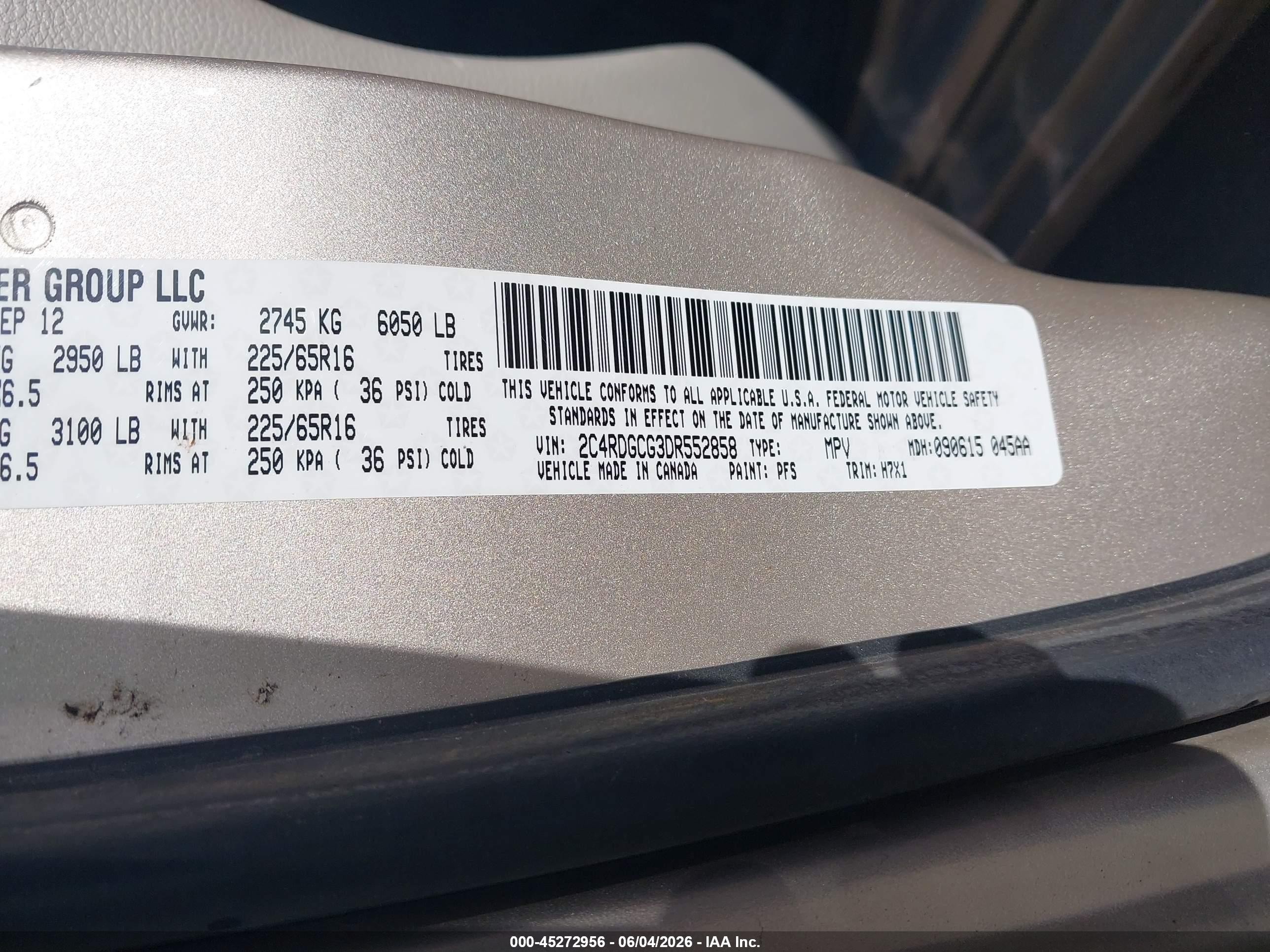 2013 Dodge Grand Caravan Sxt Gray vin: 2C4RDGCG3DR552858