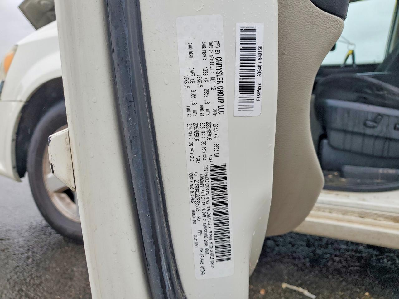 2013 Dodge Grand Caravan Sxt White vin: 2C4RDGCG3DR655729