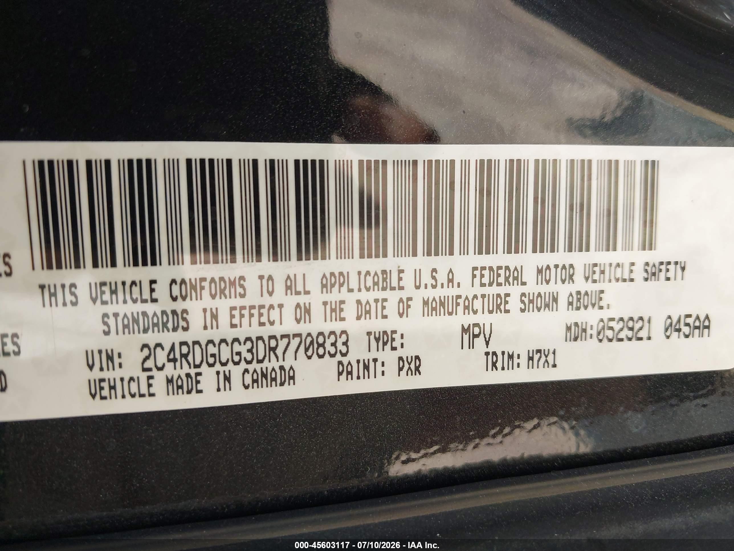 2013 Dodge Grand Caravan Sxt Black vin: 2C4RDGCG3DR770833