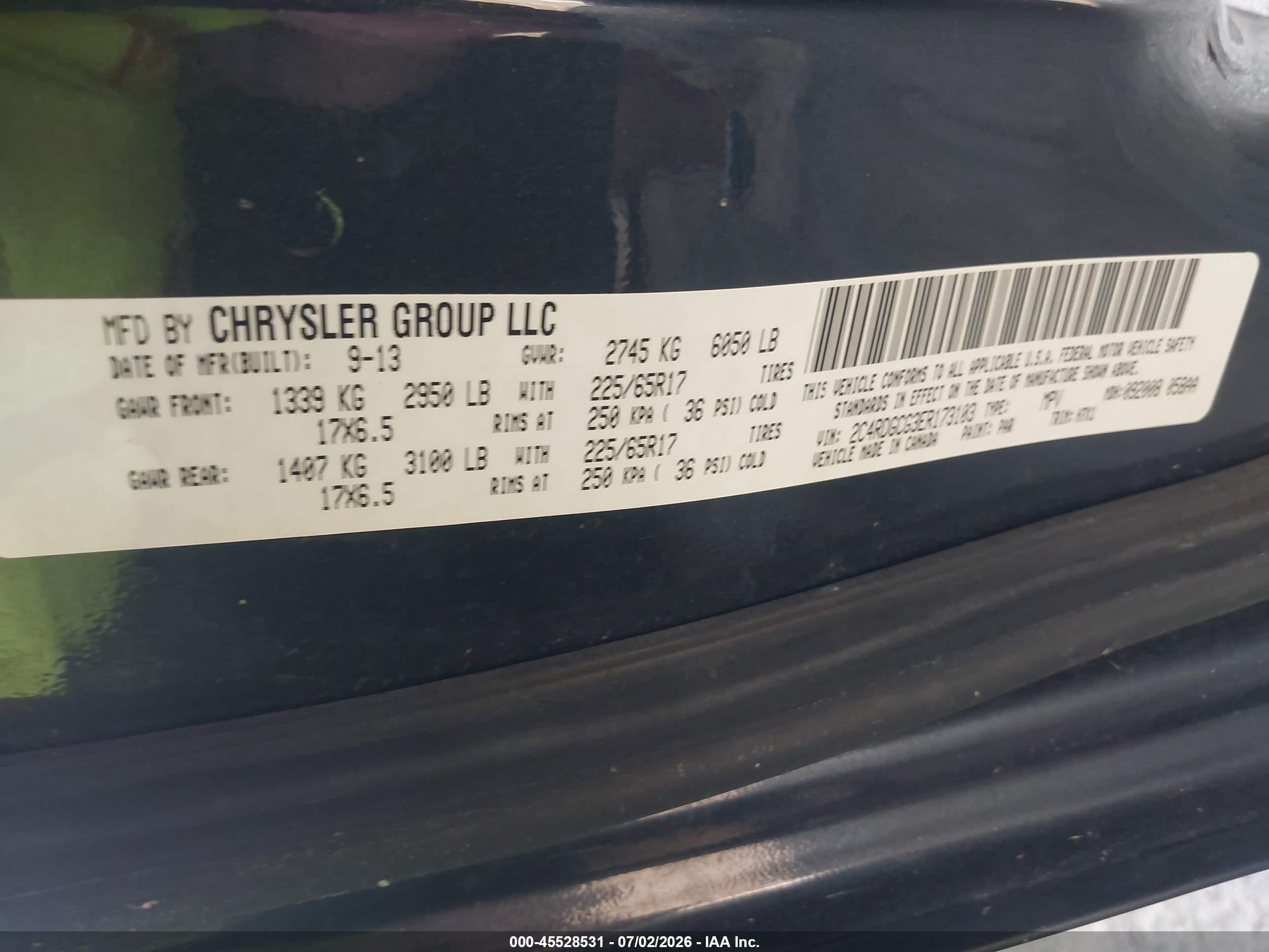 2014 Dodge Grand Caravan Sxt Blue vin: 2C4RDGCG3ER173103