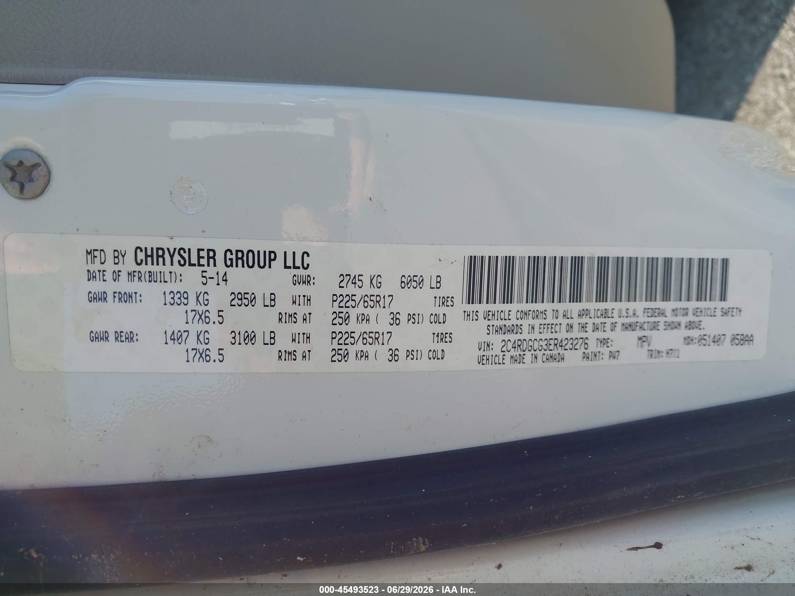 2014 Dodge Grand Caravan Sxt White vin: 2C4RDGCG3ER423276