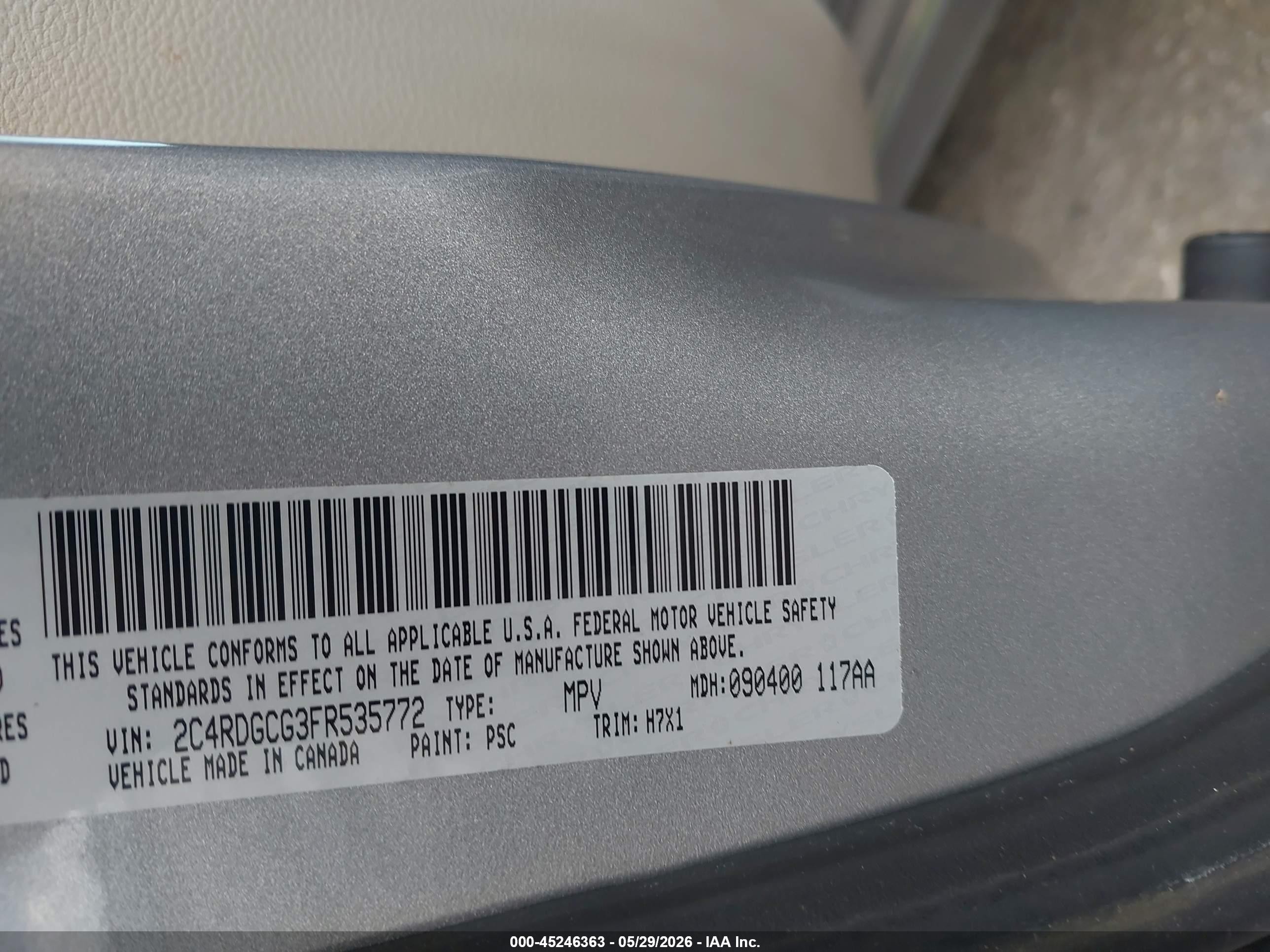 2015 Dodge Grand Caravan Sxt Silver vin: 2C4RDGCG3FR535772