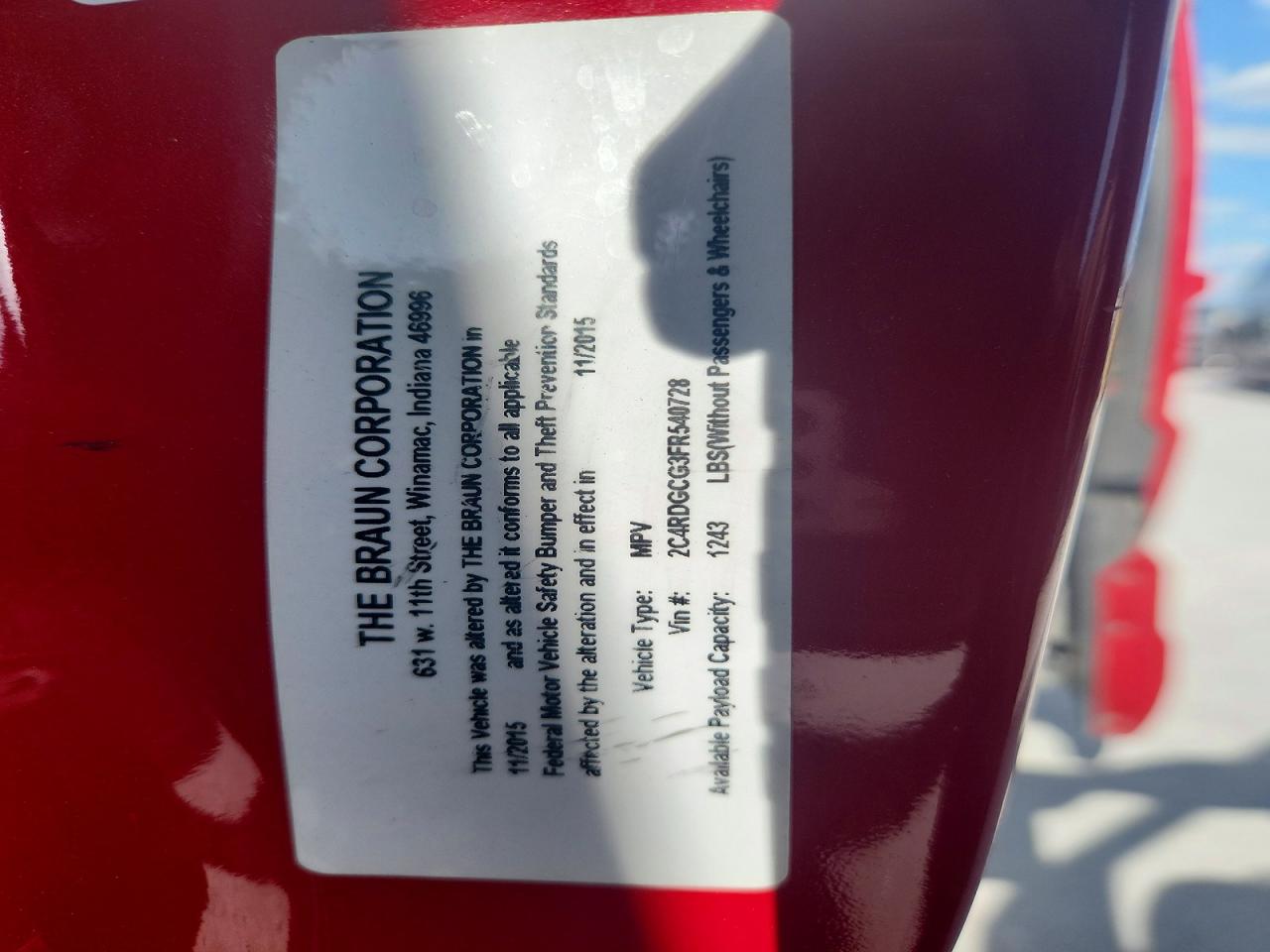 2015 Dodge Grand Caravan Sxt Red vin: 2C4RDGCG3FR540728