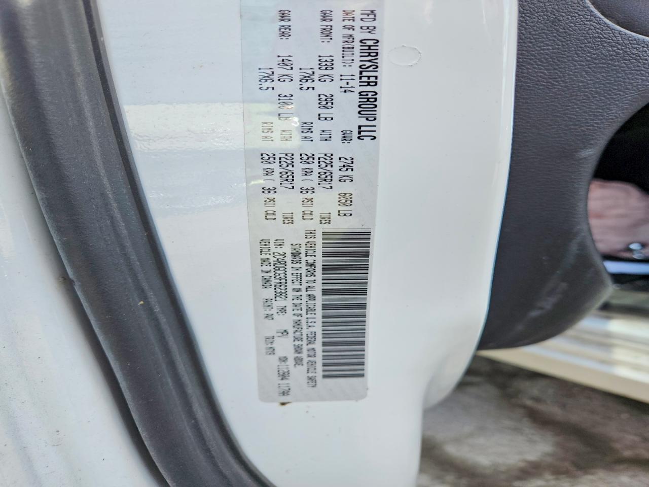 2015 Dodge Grand Caravan Sxt White vin: 2C4RDGCG3FR623821