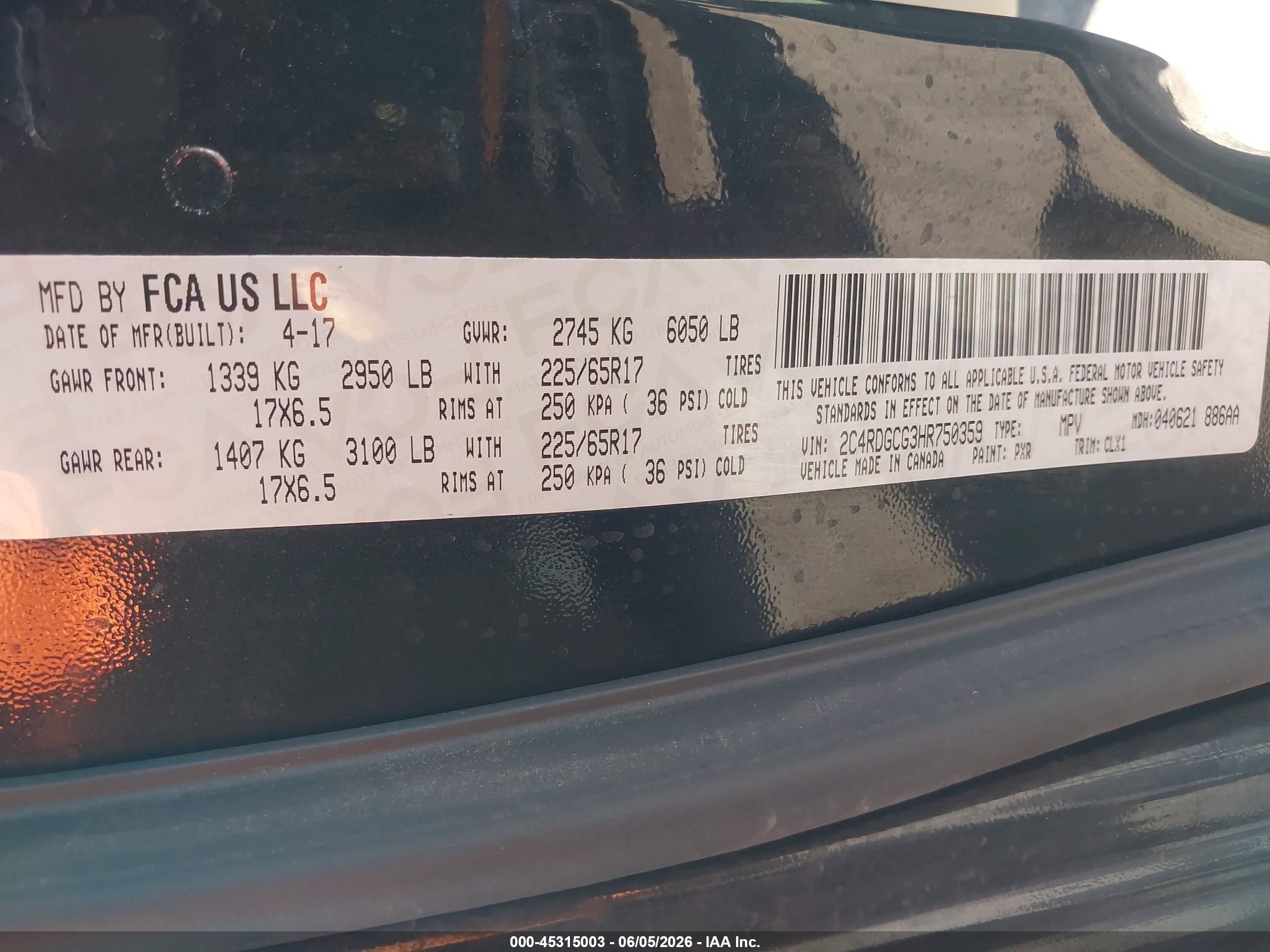 2017 Dodge Grand Caravan Sxt Черный vin: 2C4RDGCG3HR750359