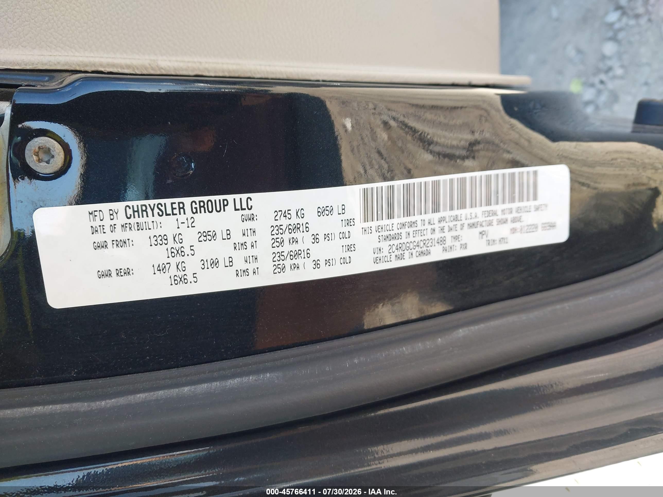 2012 Dodge Grand Caravan Sxt Black vin: 2C4RDGCG4CR231488