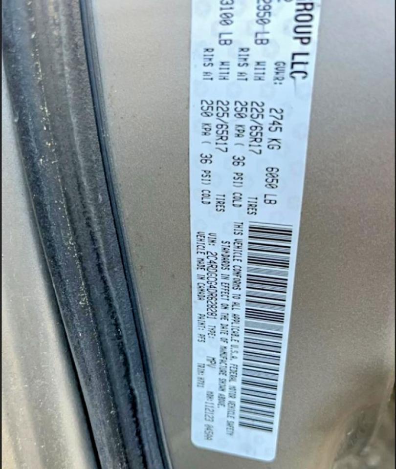 2013 Dodge Grand Cara Tan vin: 2C4RDGCG4DR628281