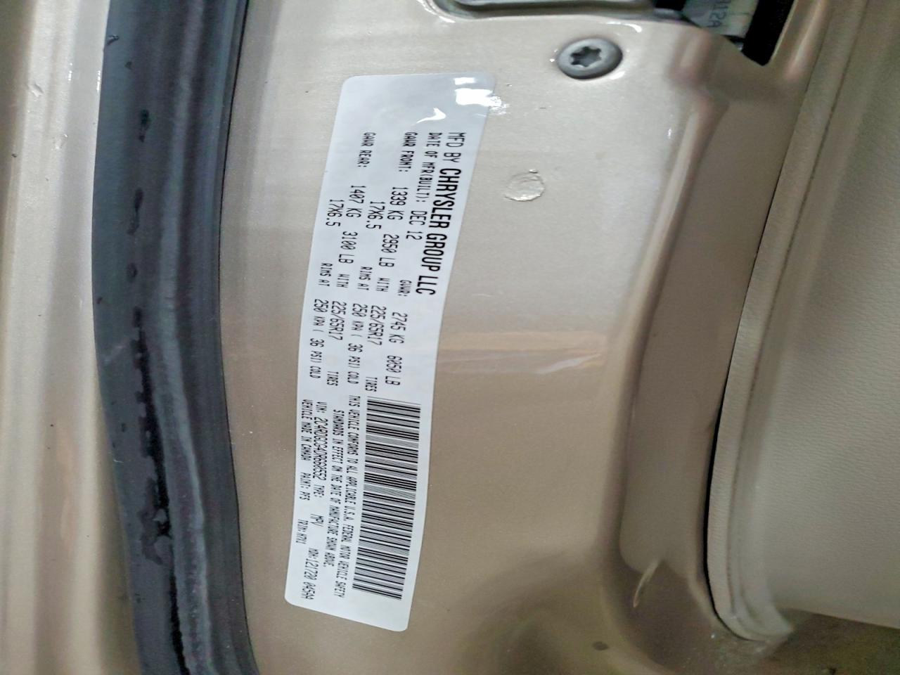 2013 Dodge Caravan Tan vin: 2C4RDGCG4DR660552