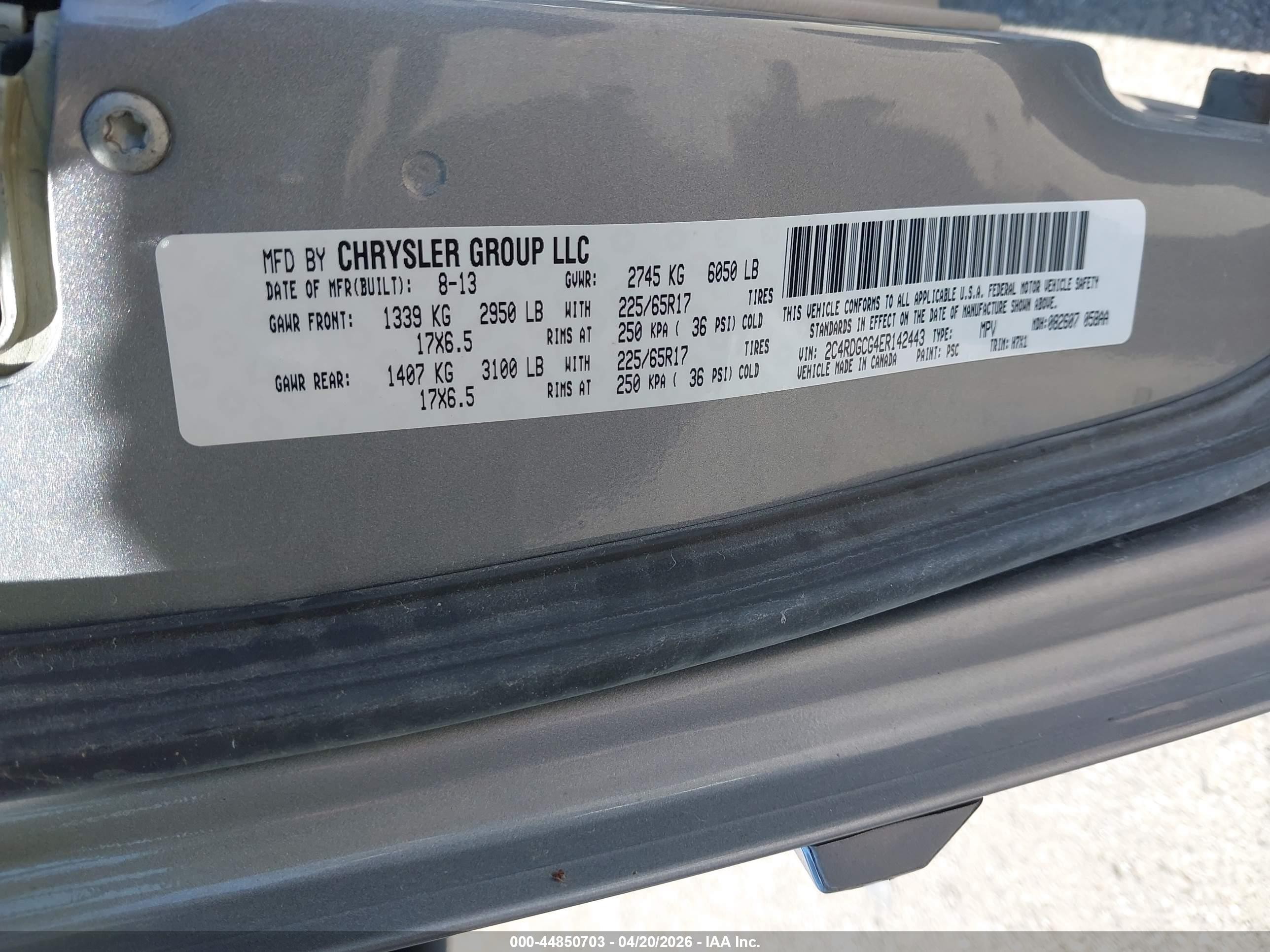 2014 Dodge Grand Caravan Sxt Silver vin: 2C4RDGCG4ER142443