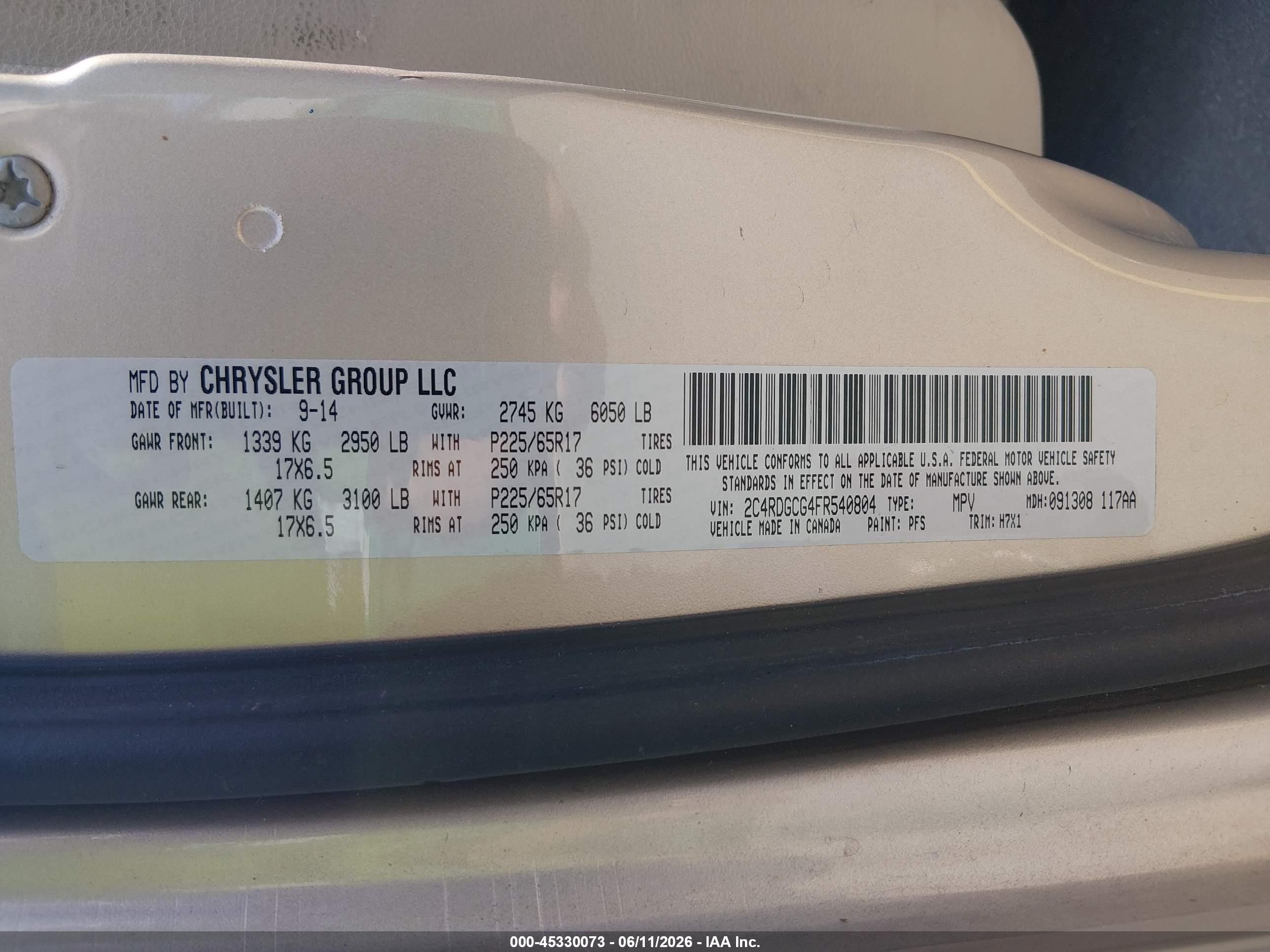 2015 Dodge Grand Caravan Sxt Beige vin: 2C4RDGCG4FR540804