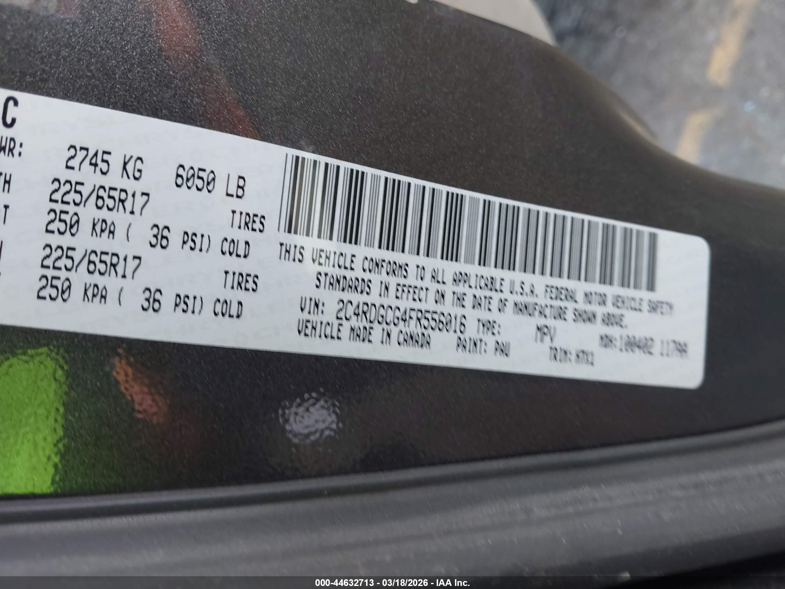 2015 Dodge Grand Caravan Sxt Серый vin: 2C4RDGCG4FR556016