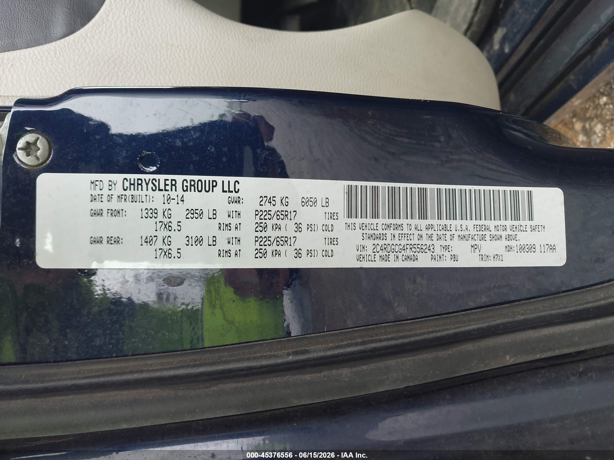 2015 Dodge Grand Caravan Sxt Dark Blue vin: 2C4RDGCG4FR556243