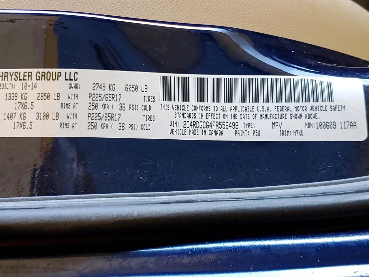 2015 Dodge Grand Caravan Sxt Blue vin: 2C4RDGCG4FR556498