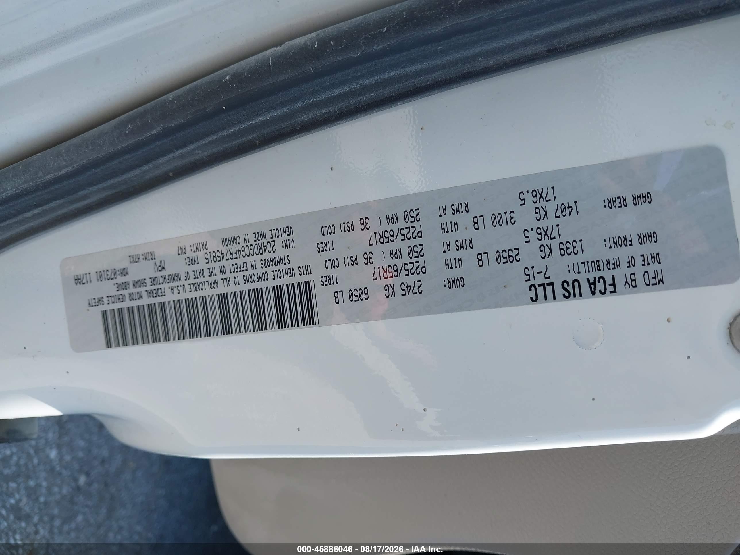 2015 Dodge Grand Caravan Sxt White vin: 2C4RDGCG4FR745815