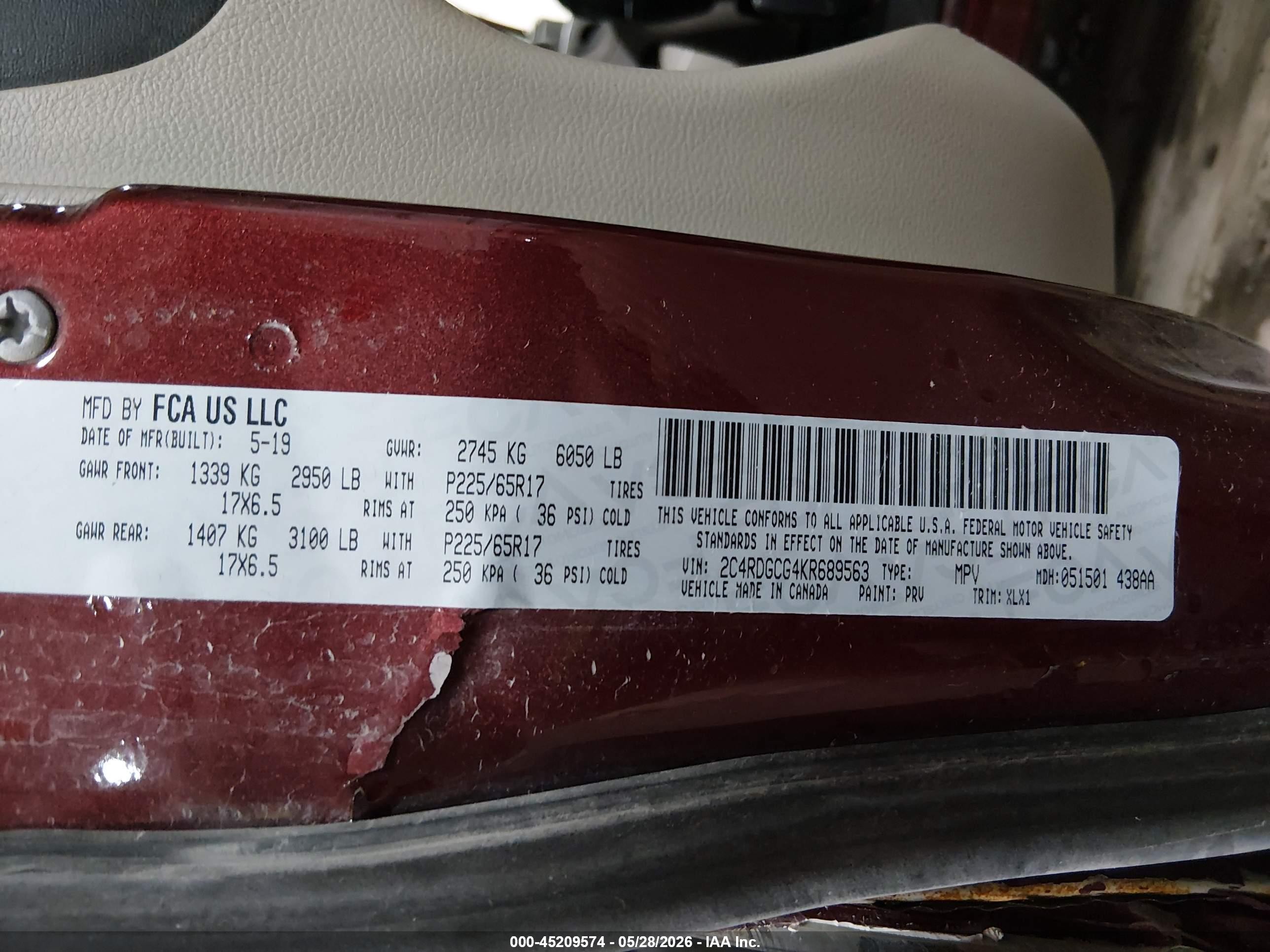 2019 Dodge Grand Caravan Sxt Maroon vin: 2C4RDGCG4KR689563