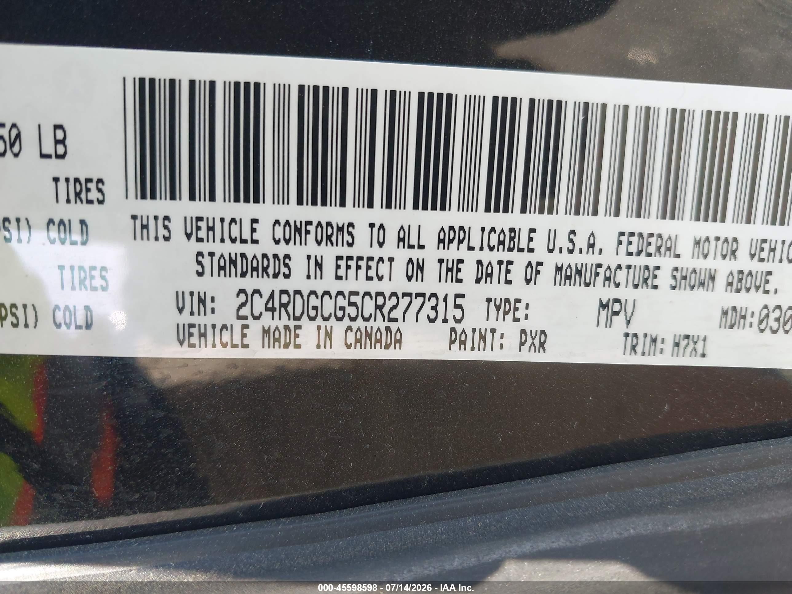 2012 Dodge Grand Caravan Sxt Black vin: 2C4RDGCG5CR277315
