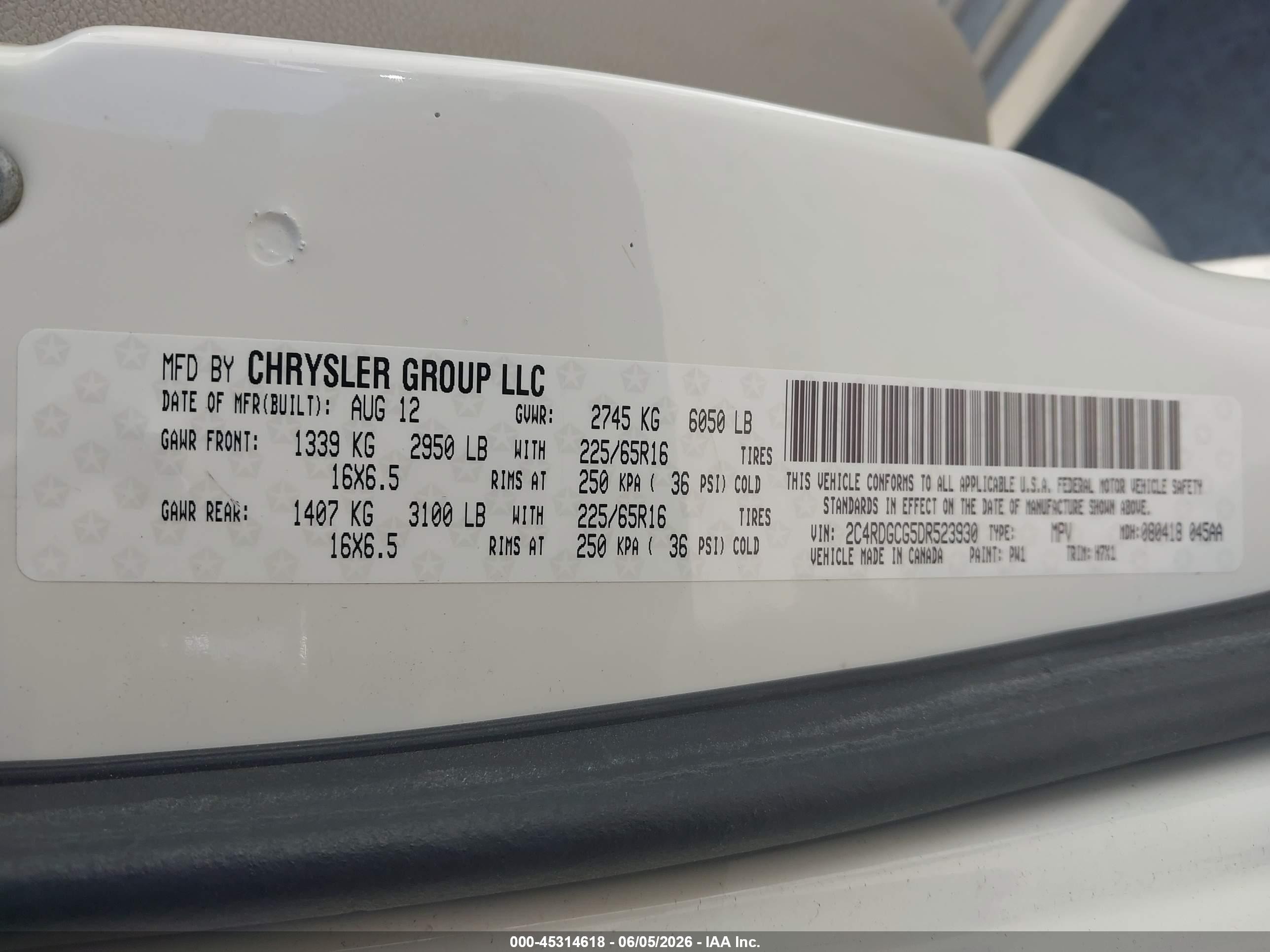 2013 Dodge Grand Caravan Sxt White vin: 2C4RDGCG5DR523930