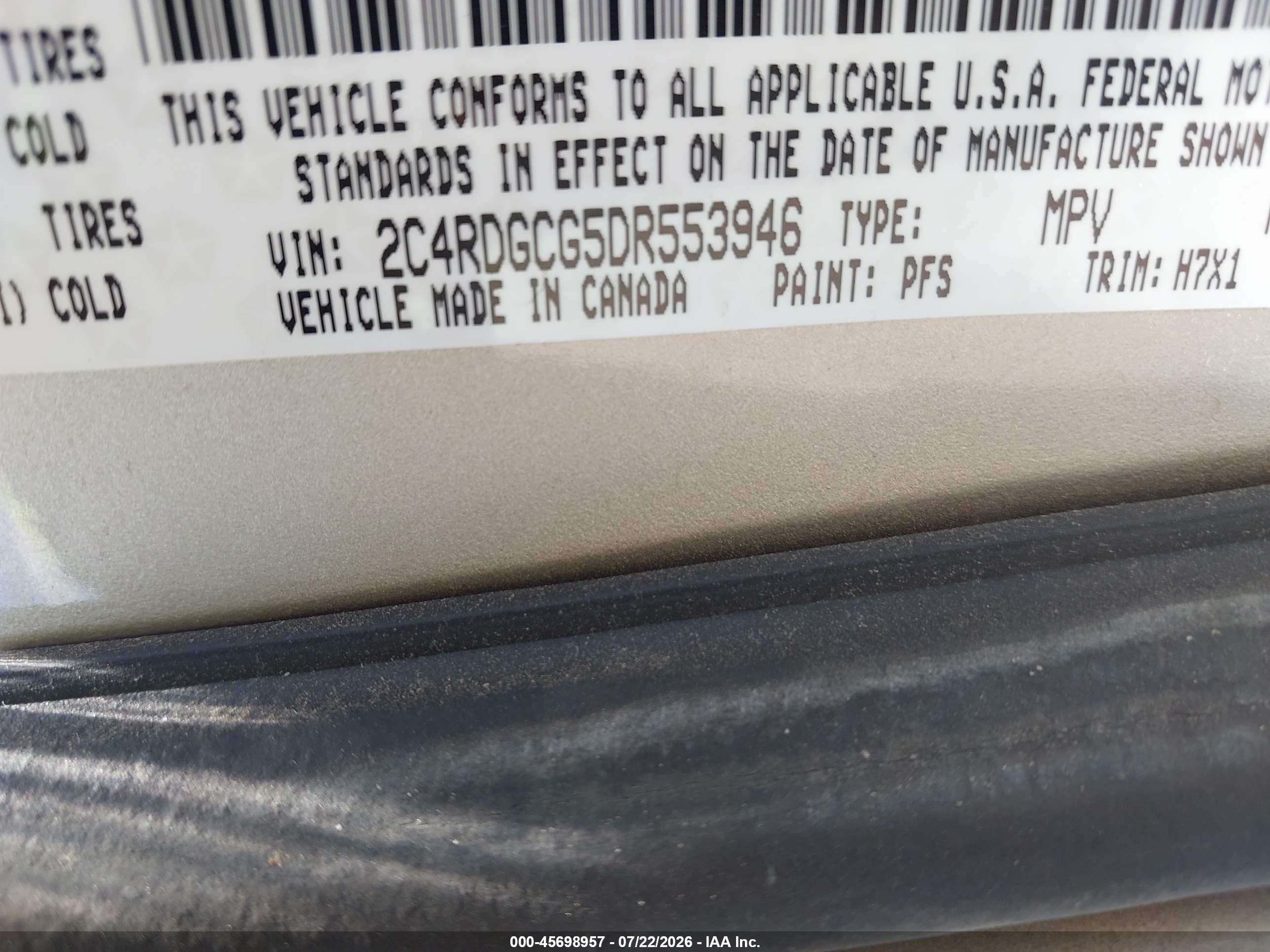 2013 Dodge Grand Caravan Sxt Gold vin: 2C4RDGCG5DR553946
