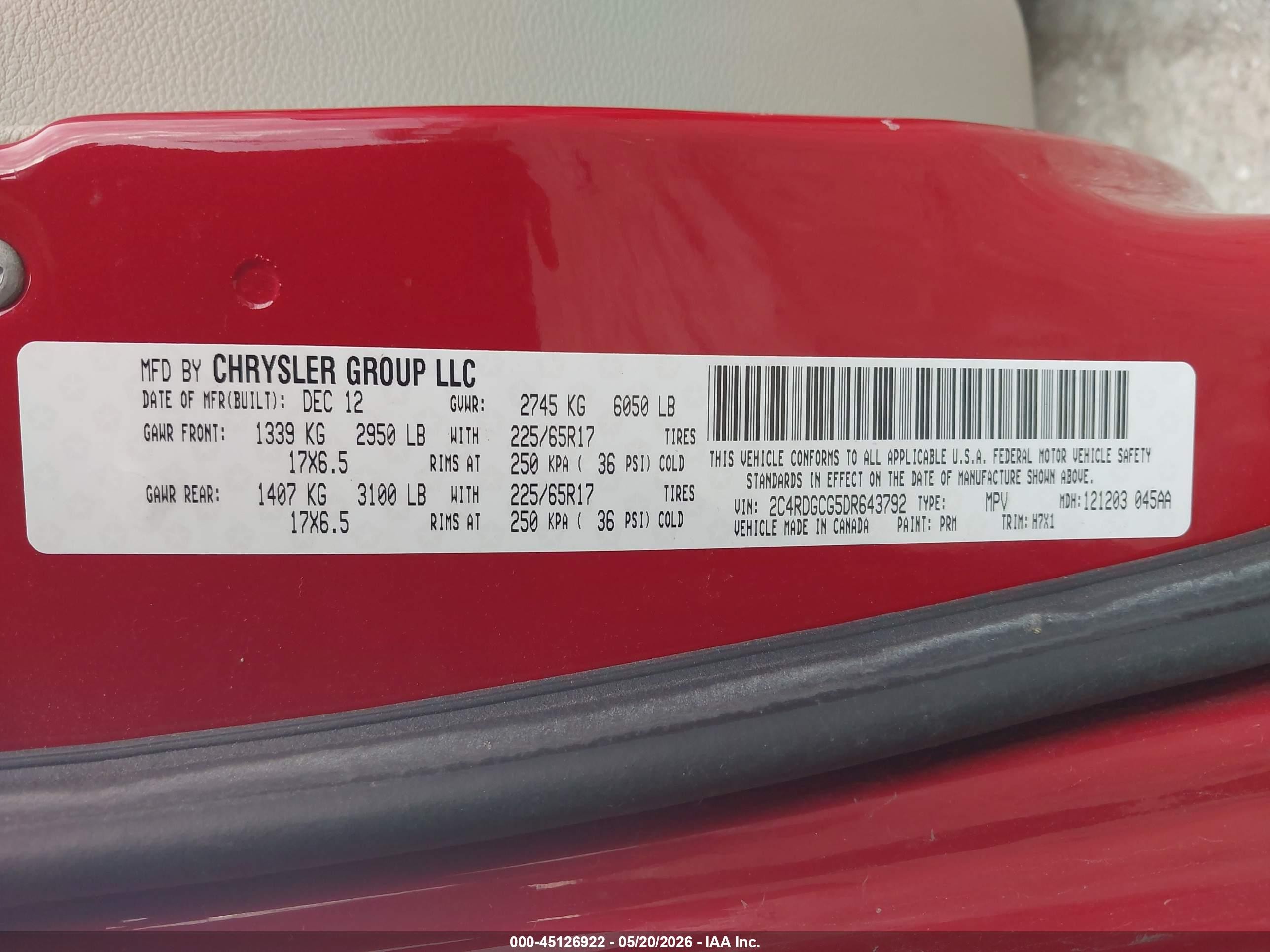 2013 Dodge Grand Caravan Sxt Red vin: 2C4RDGCG5DR643792