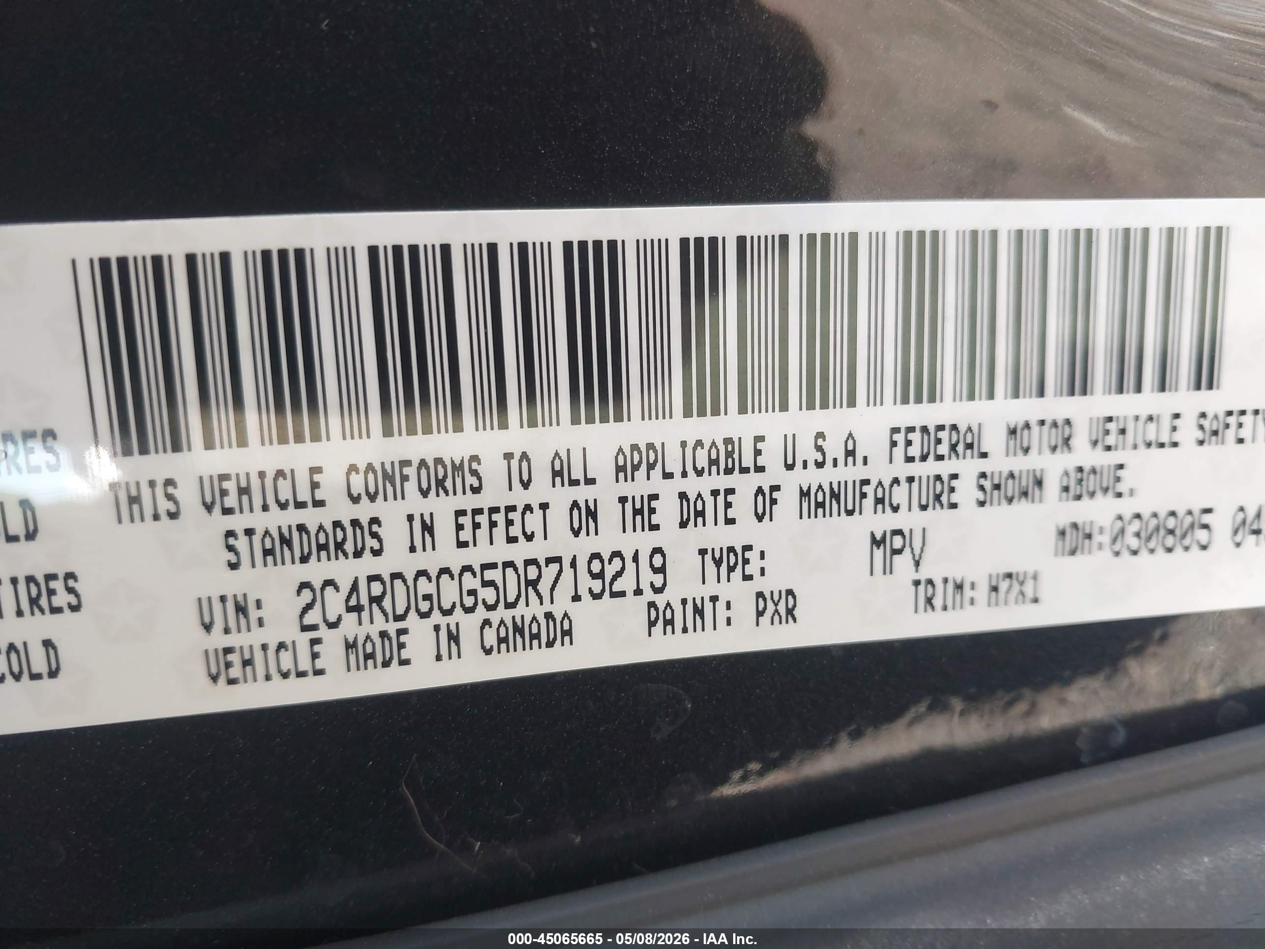 2013 Dodge Grand Caravan Sxt Black vin: 2C4RDGCG5DR719219
