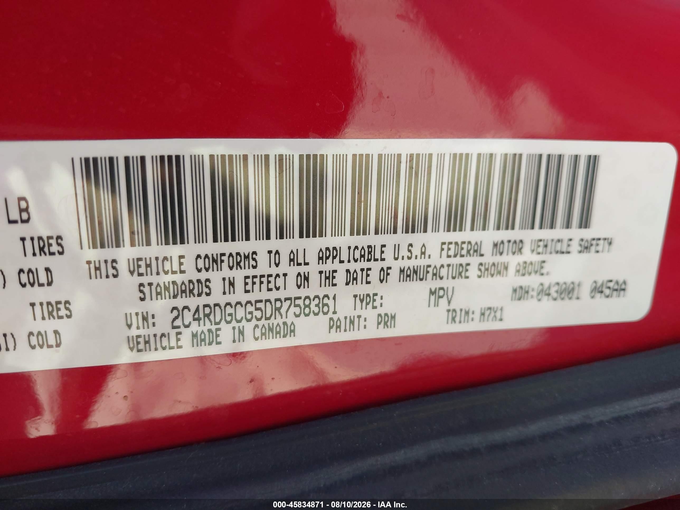 2013 Dodge Grand Caravan Sxt Red vin: 2C4RDGCG5DR758361