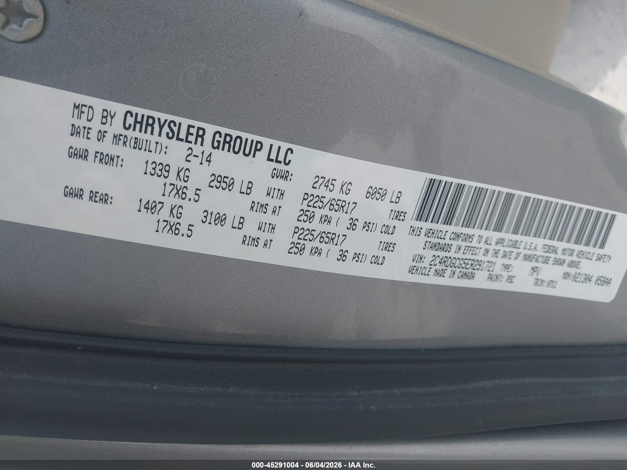 2014 Dodge Grand Caravan Sxt Silver vin: 2C4RDGCG5ER291721