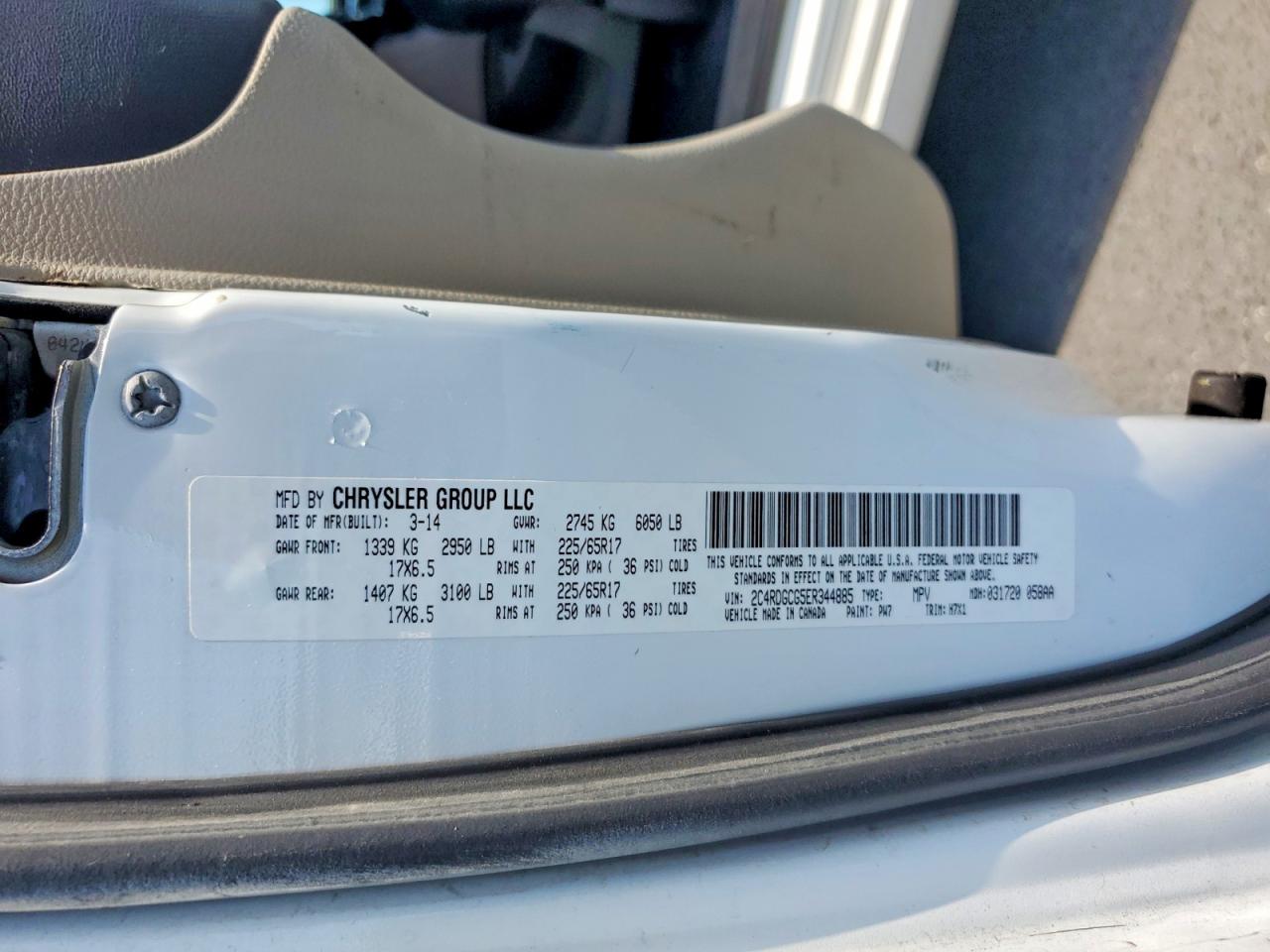 2014 Dodge Grand Caravan Sxt White vin: 2C4RDGCG5ER344885