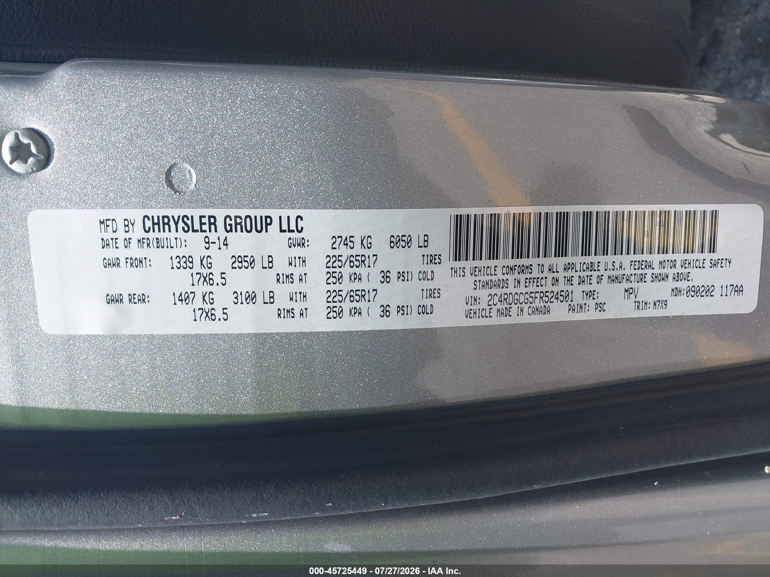 2015 Dodge Grand Caravan Sxt Серебряный vin: 2C4RDGCG5FR524501