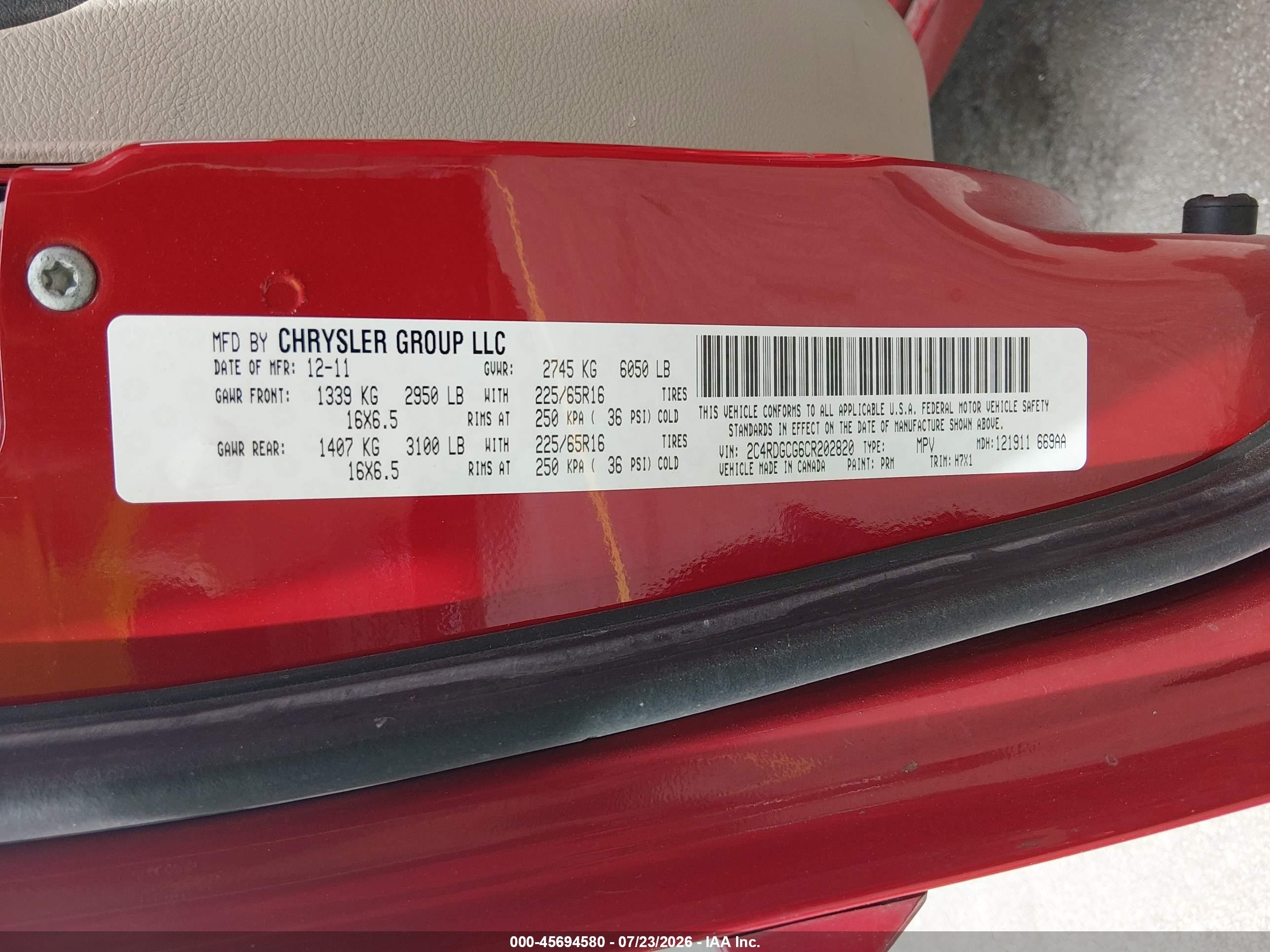 2012 Dodge Grand Caravan Sxt Red vin: 2C4RDGCG6CR202820